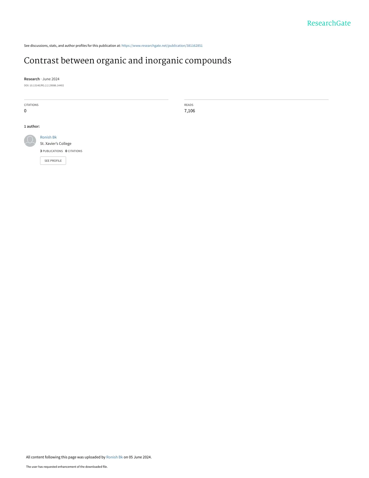 غلاف تقرير Contrast between organic and inorganic compounds