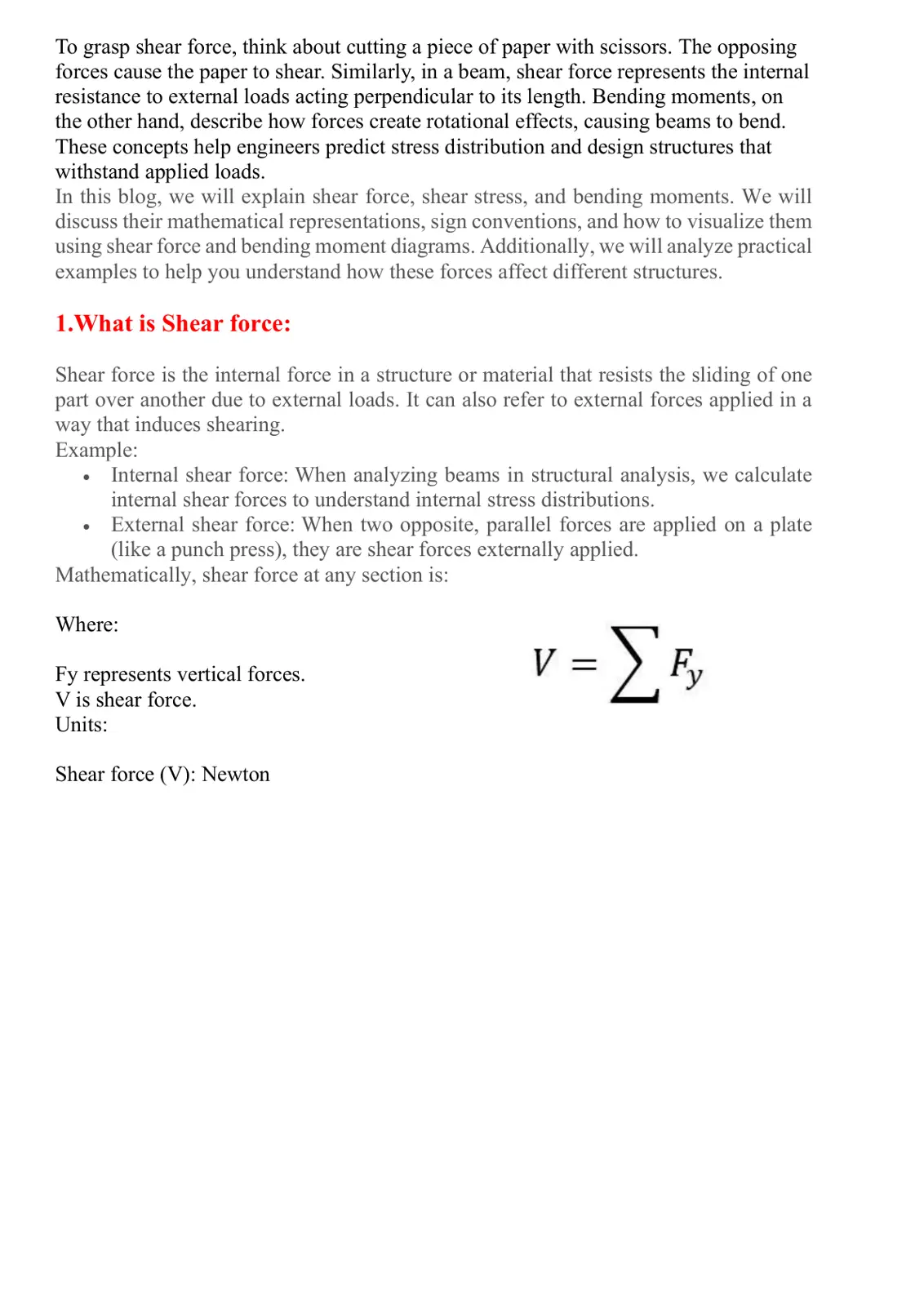 غلاف تقرير Shear Force and Bending Moments