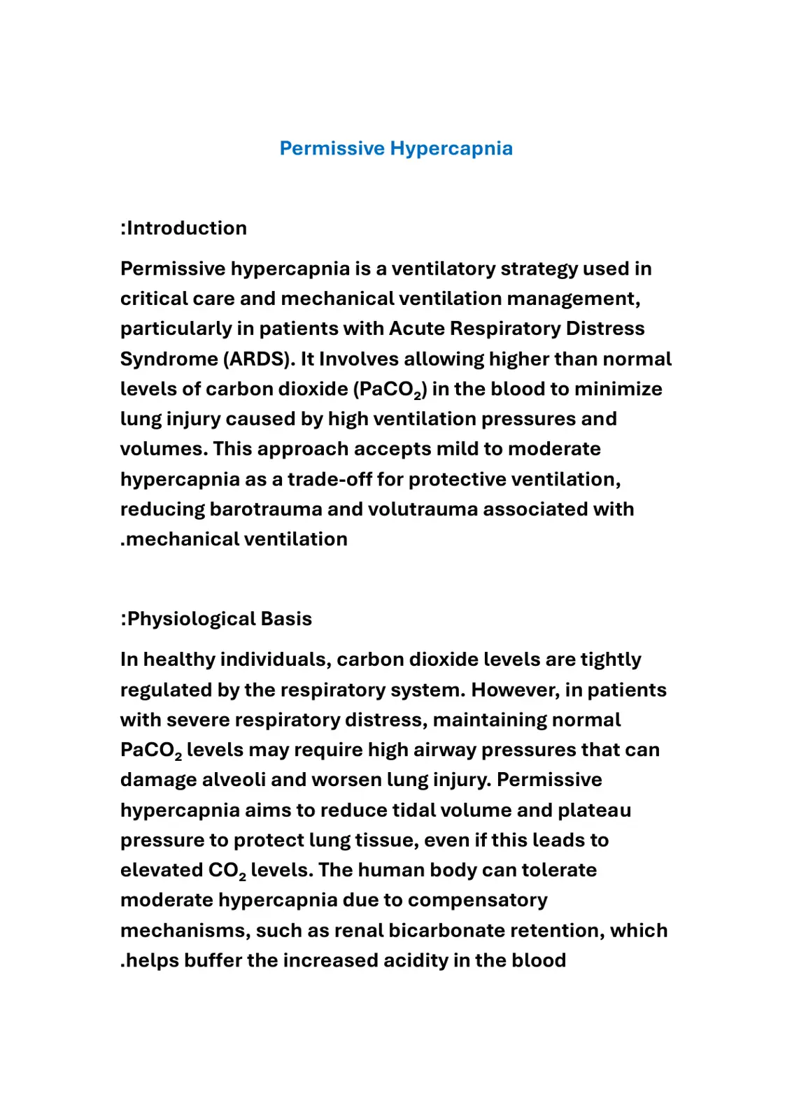 غلاف تقرير Permissive Hypercapnia