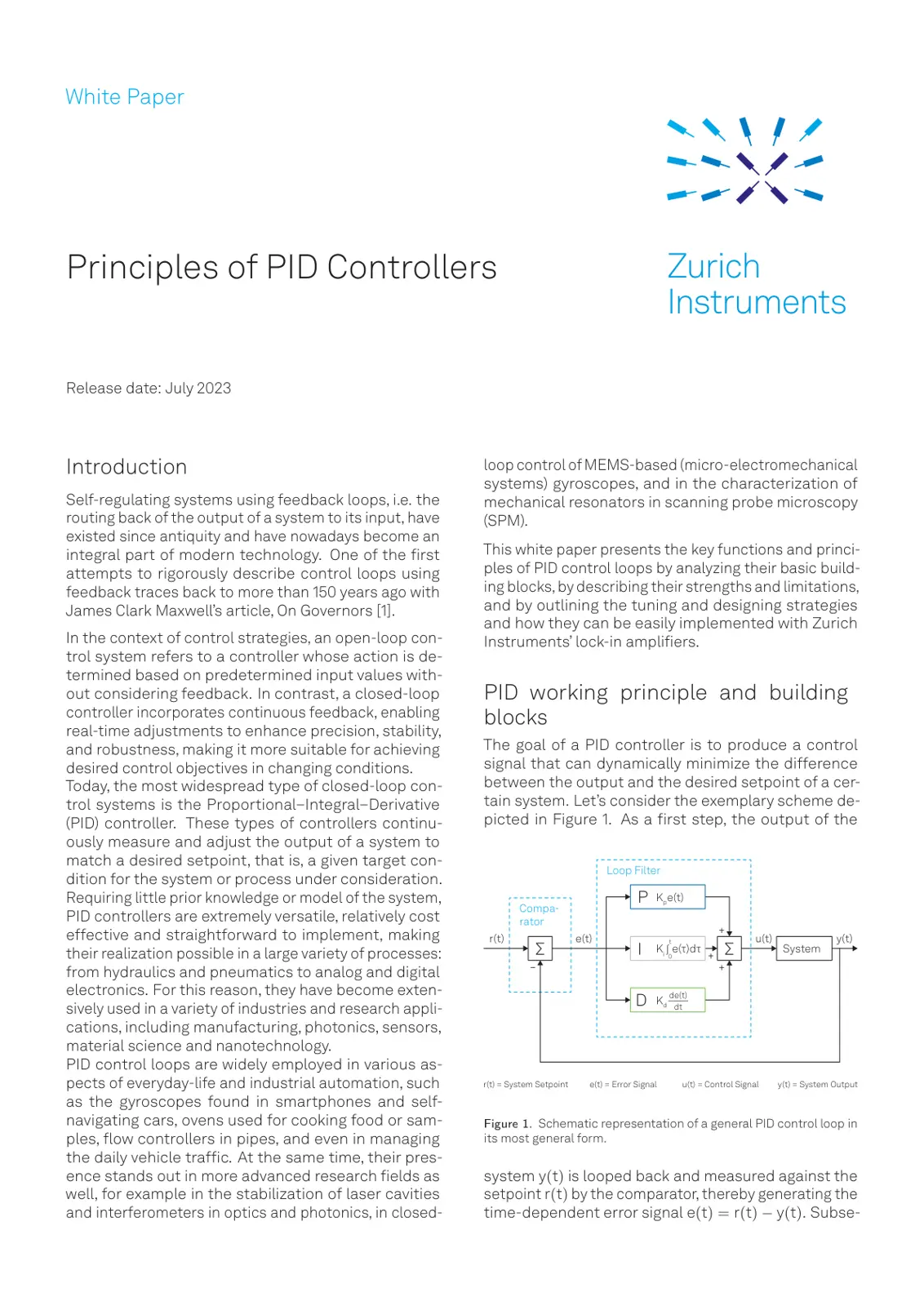 غلاف تقرير Principles of PID Controllers