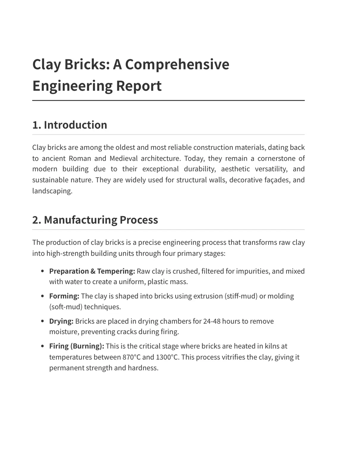 غلاف تقرير Clay Bricks: A Comprehensive Engineering Report
