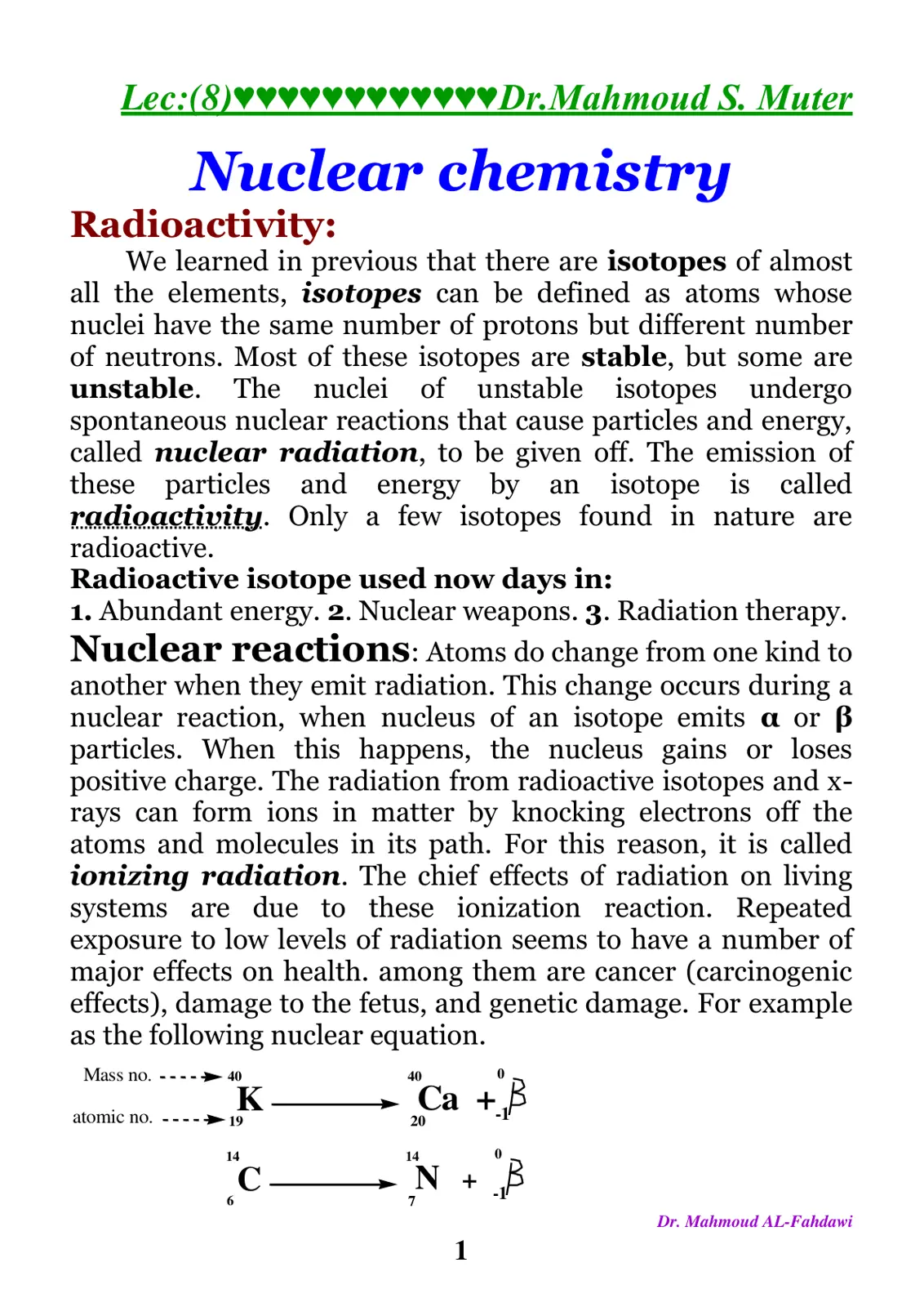 غلاف تقرير Nuclear chemistry