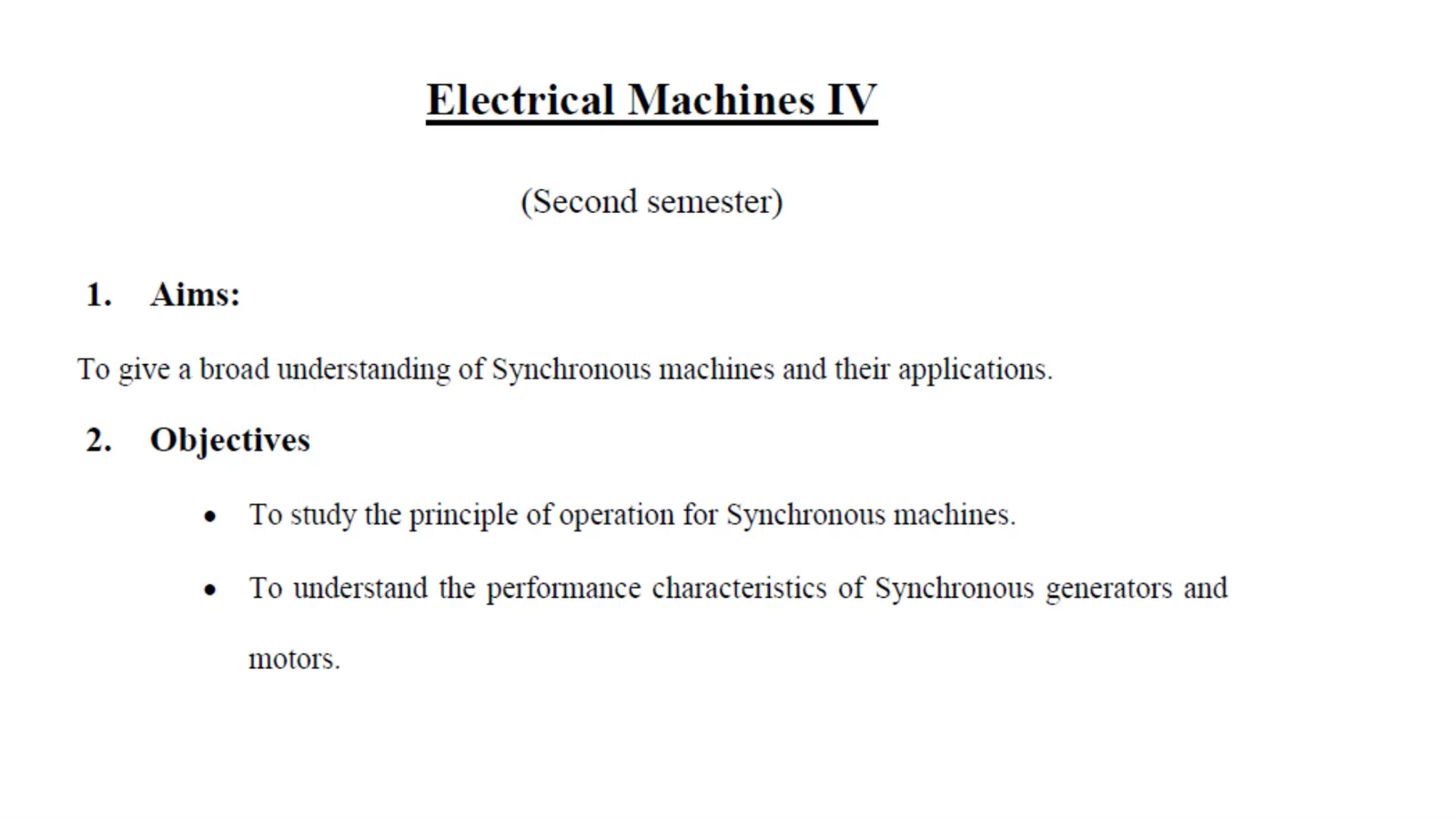 غلاف تقرير Electrical Machines IV: Synchronous Machines