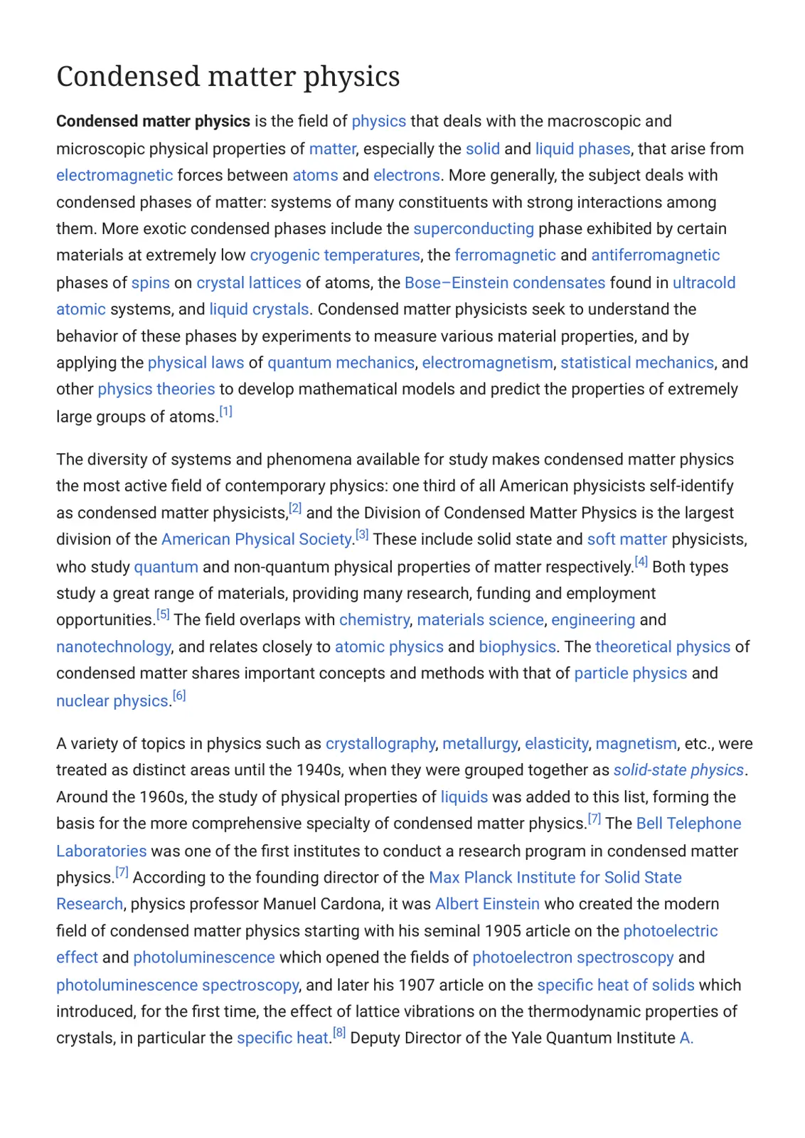 غلاف تقرير Condensed matter physics