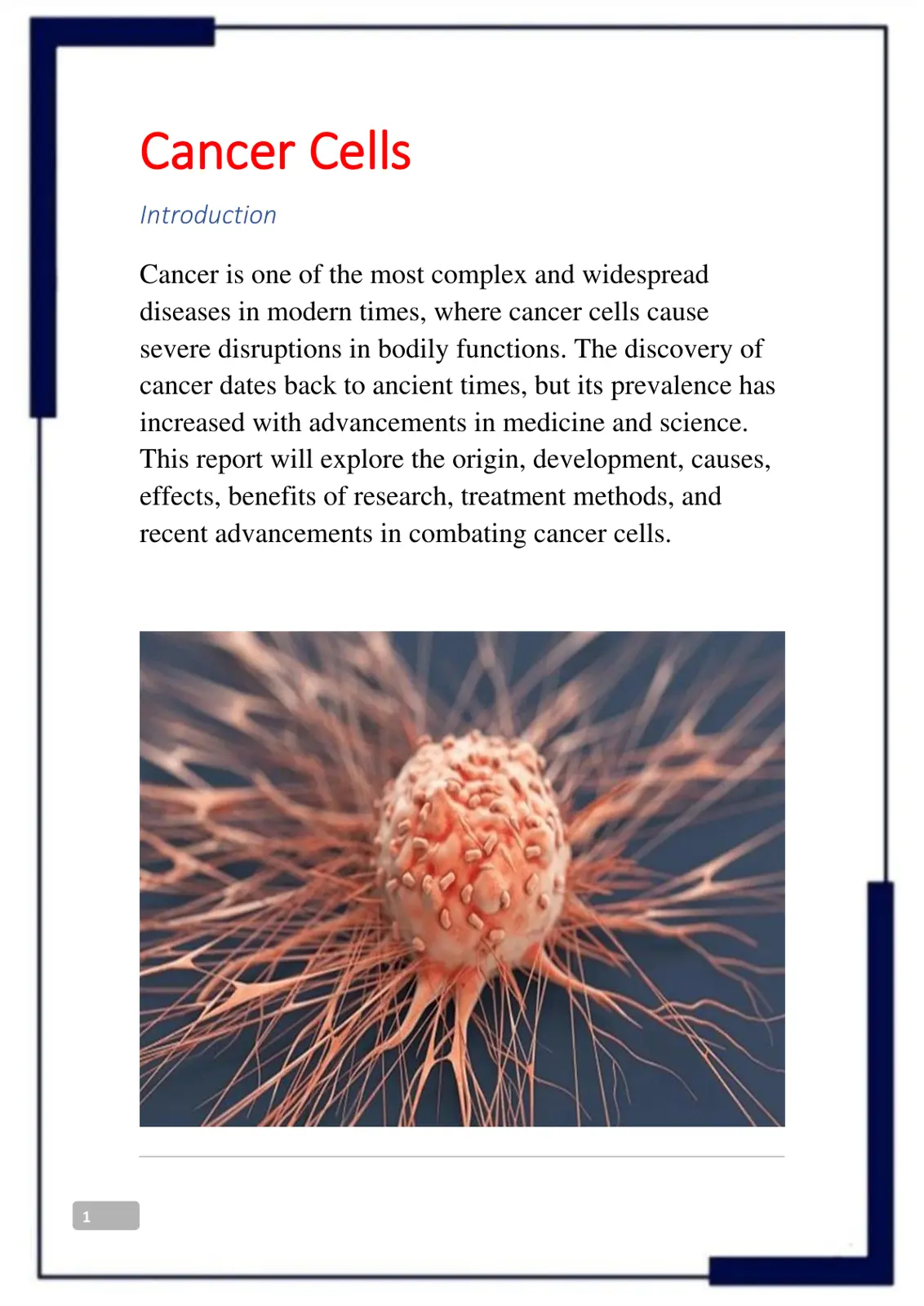 غلاف تقرير Cancer Cells