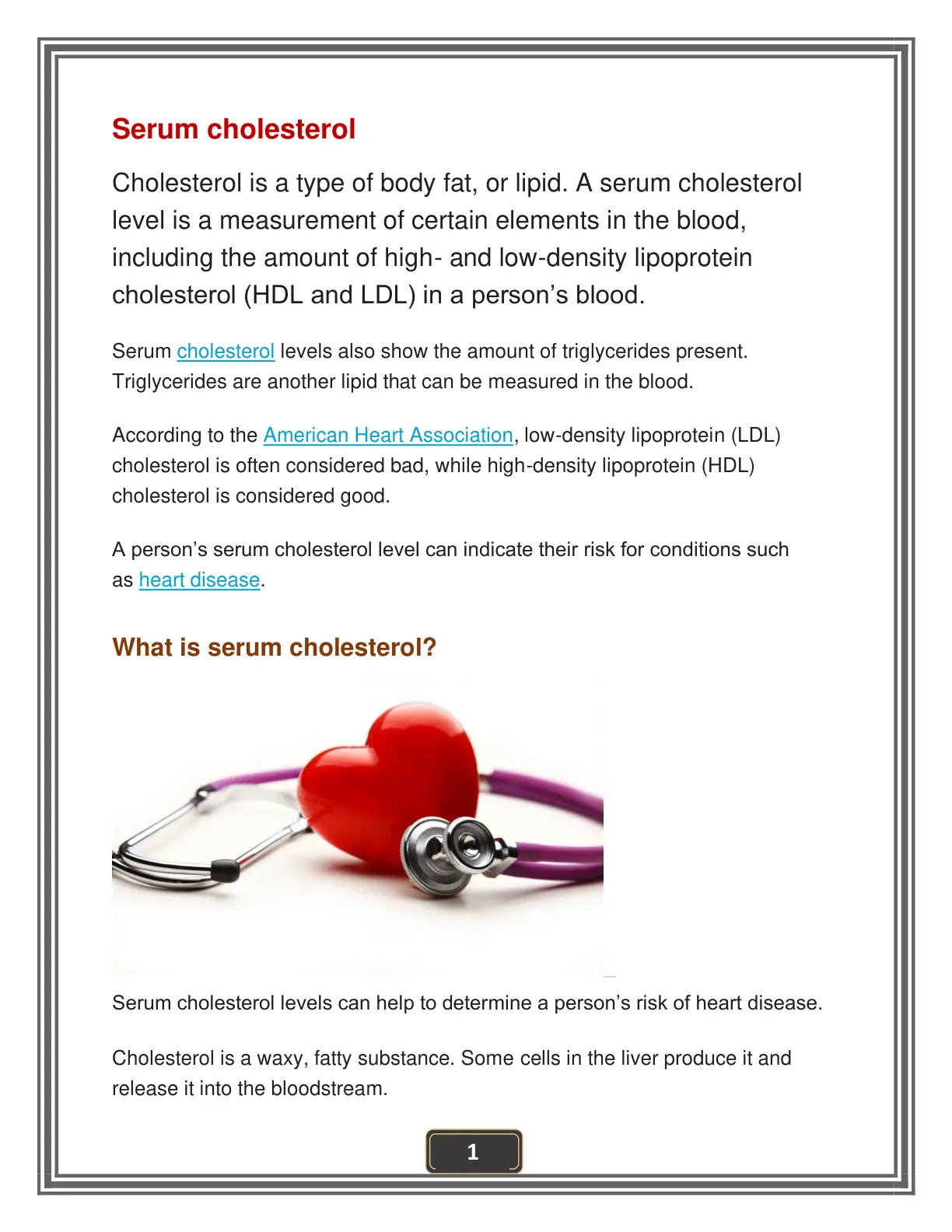غلاف تقرير Serum Cholesterol