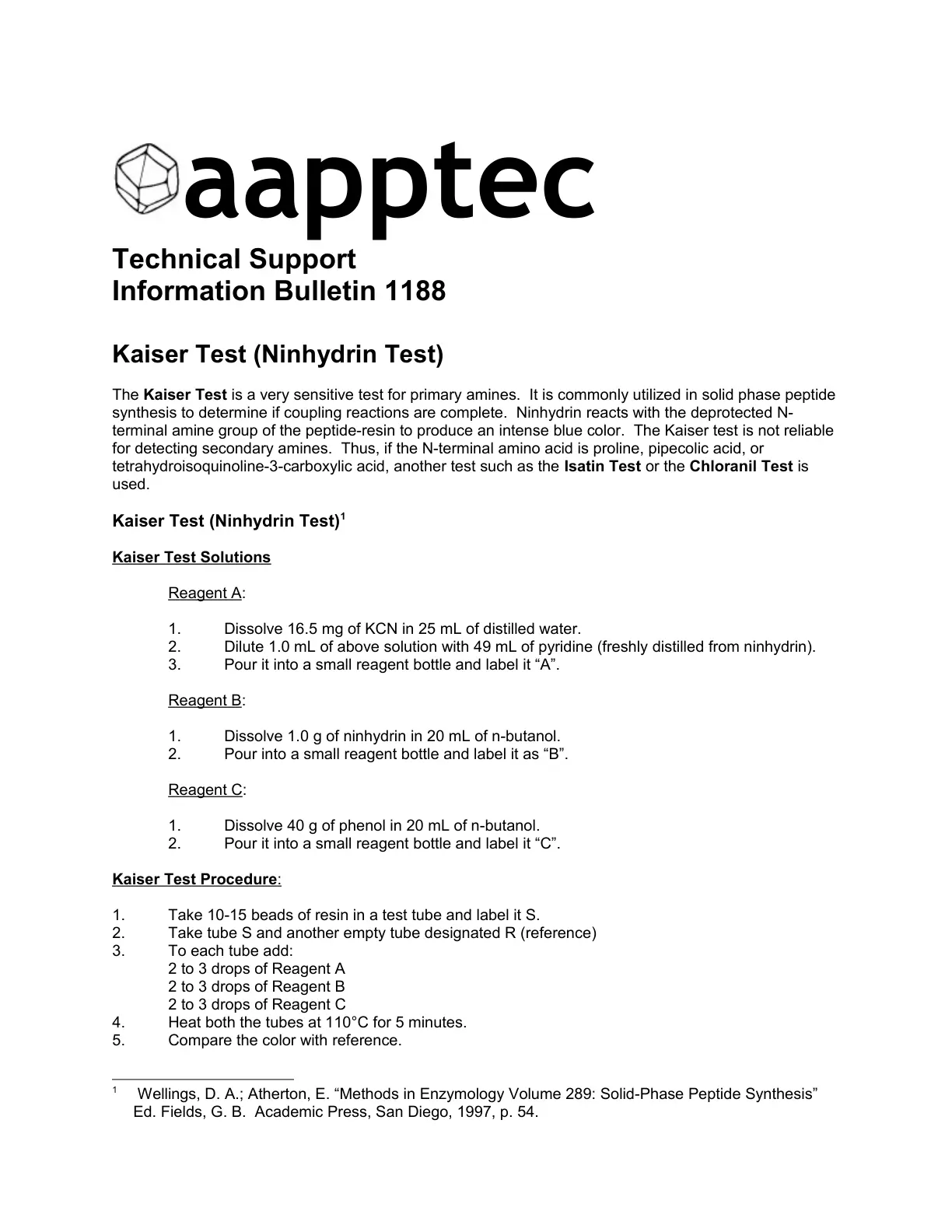 غلاف تقرير Kaiser Test (Ninhydrin Test)