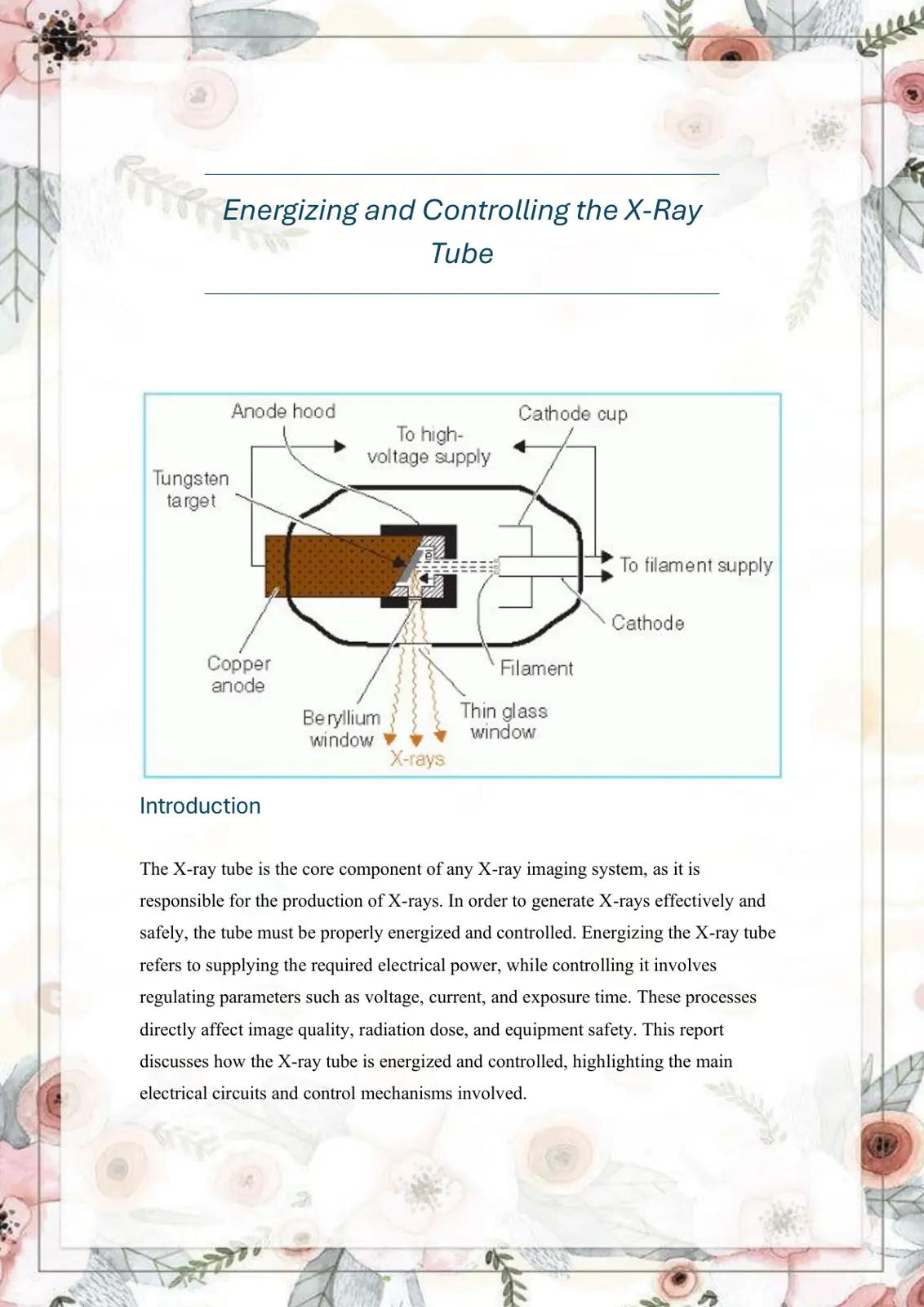 غلاف تقرير Energizing and Controlling the X-Ray Tube