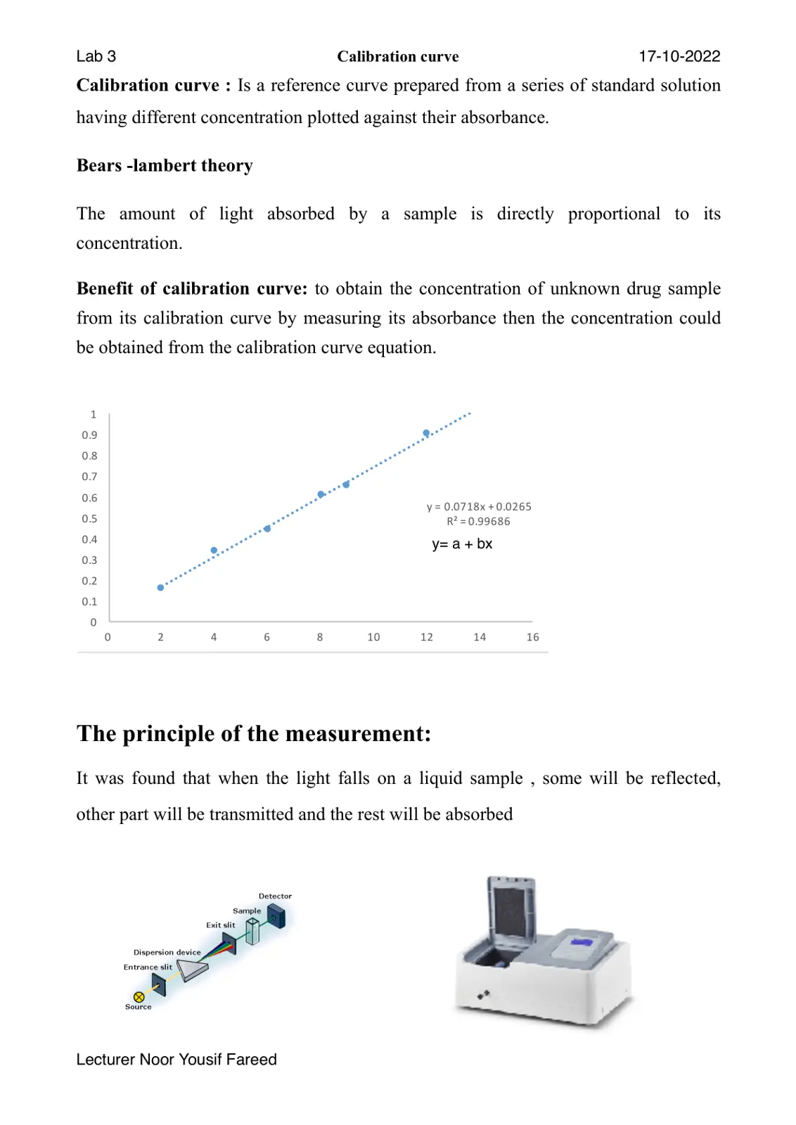 غلاف تقرير Calibration curve