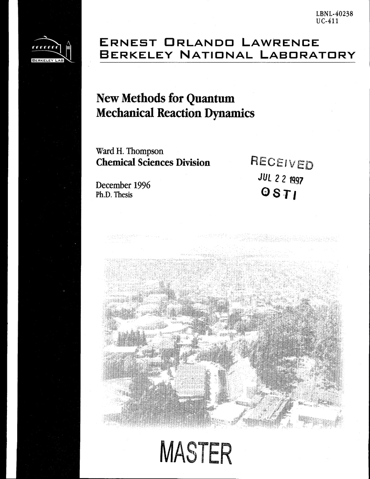 غلاف تقرير New Methods for Quantum Mechanical Reaction Dynamics
