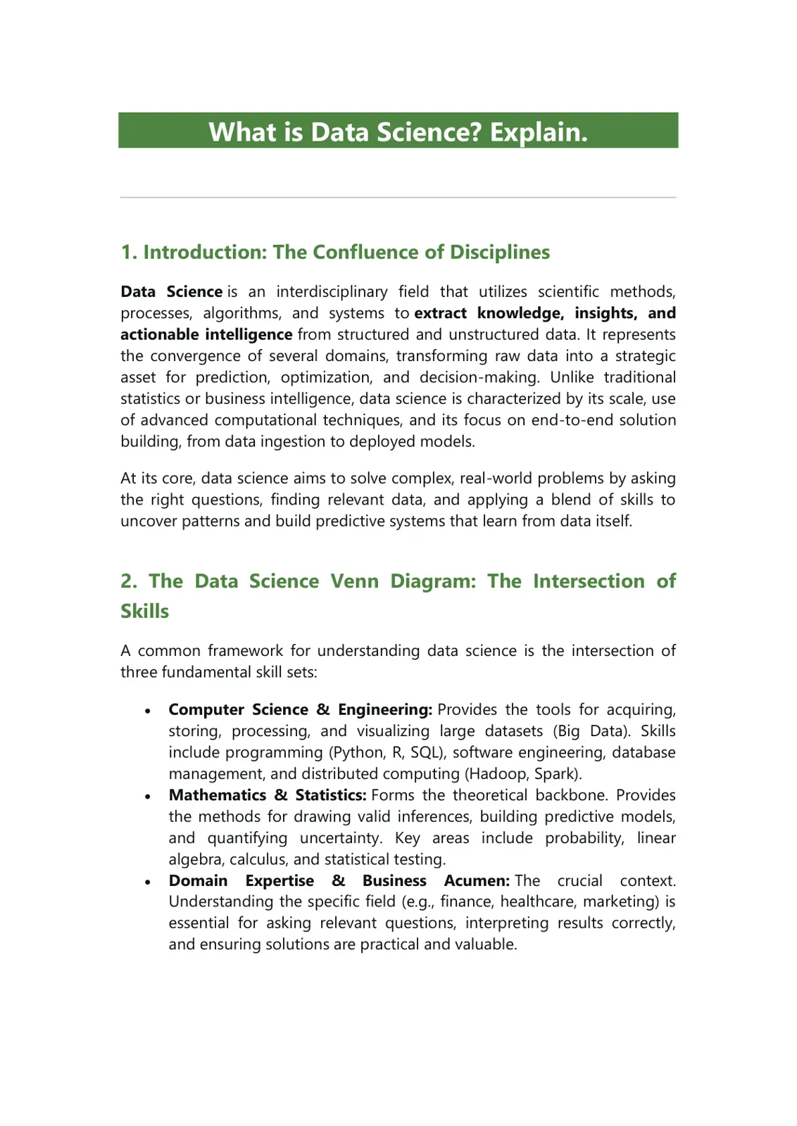 غلاف تقرير What is Data Science? Explain.