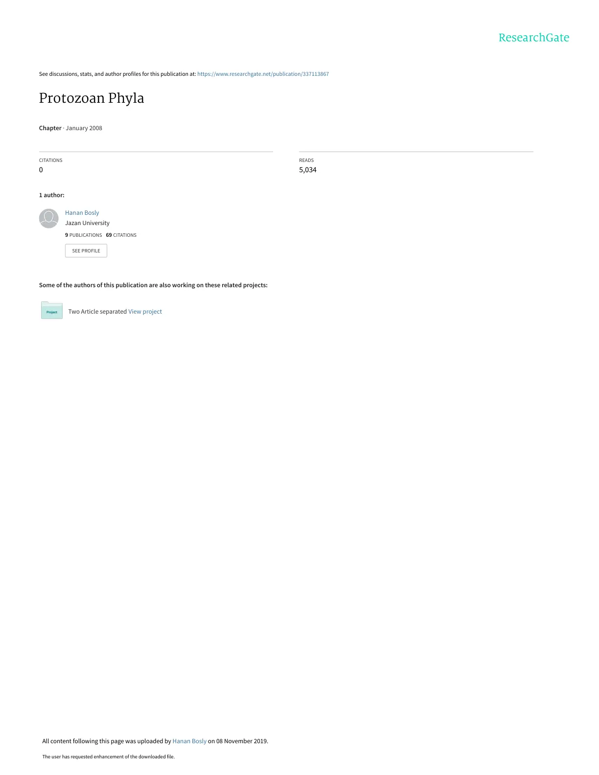 غلاف تقرير Protozoan Phyla