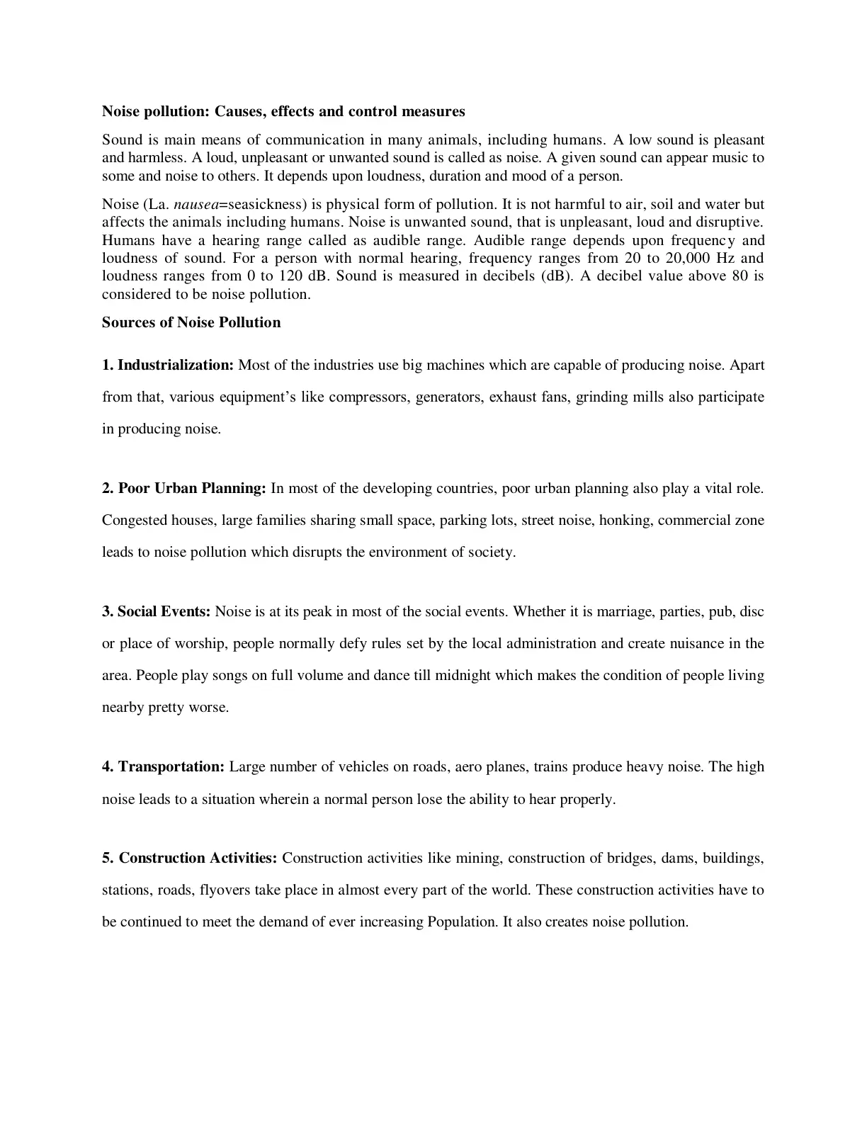 غلاف تقرير Noise Pollution: Causes, Effects and Control Measures