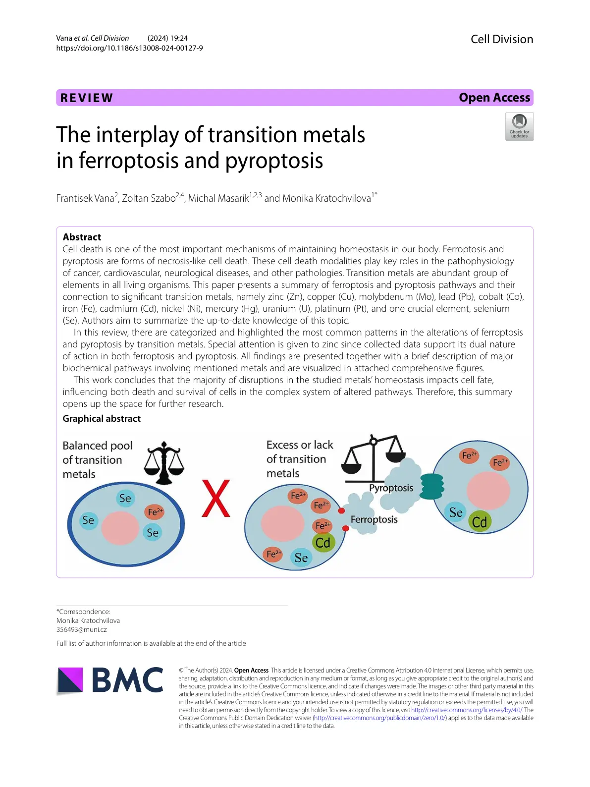 غلاف تقرير The interplay of transition metals in ferroptosis and pyroptosis