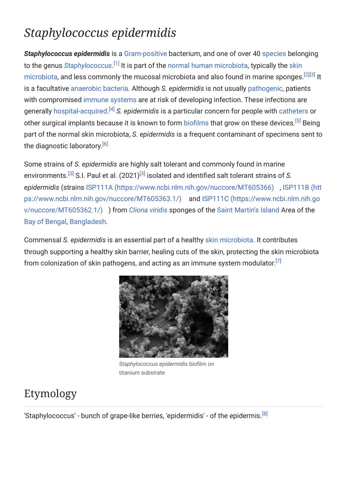 غلاف تقرير Staphylococcus epidermidis