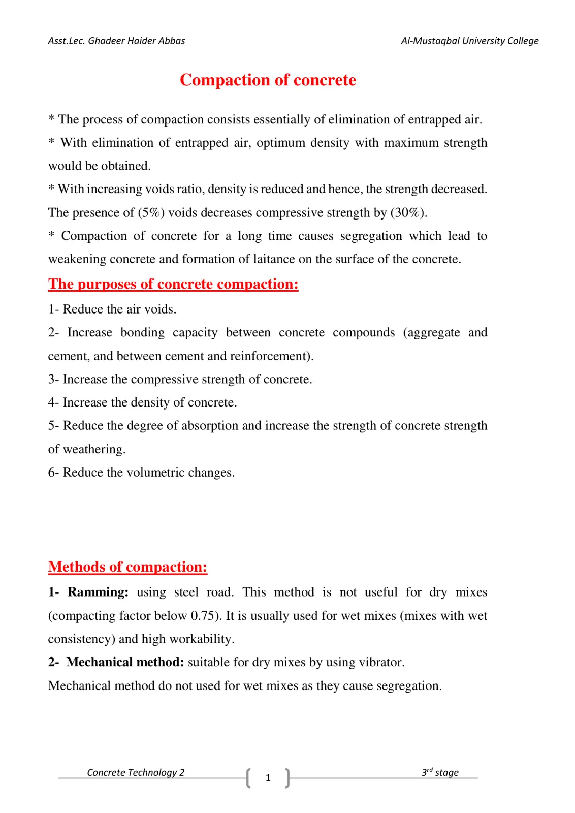 غلاف تقرير Compaction of concrete