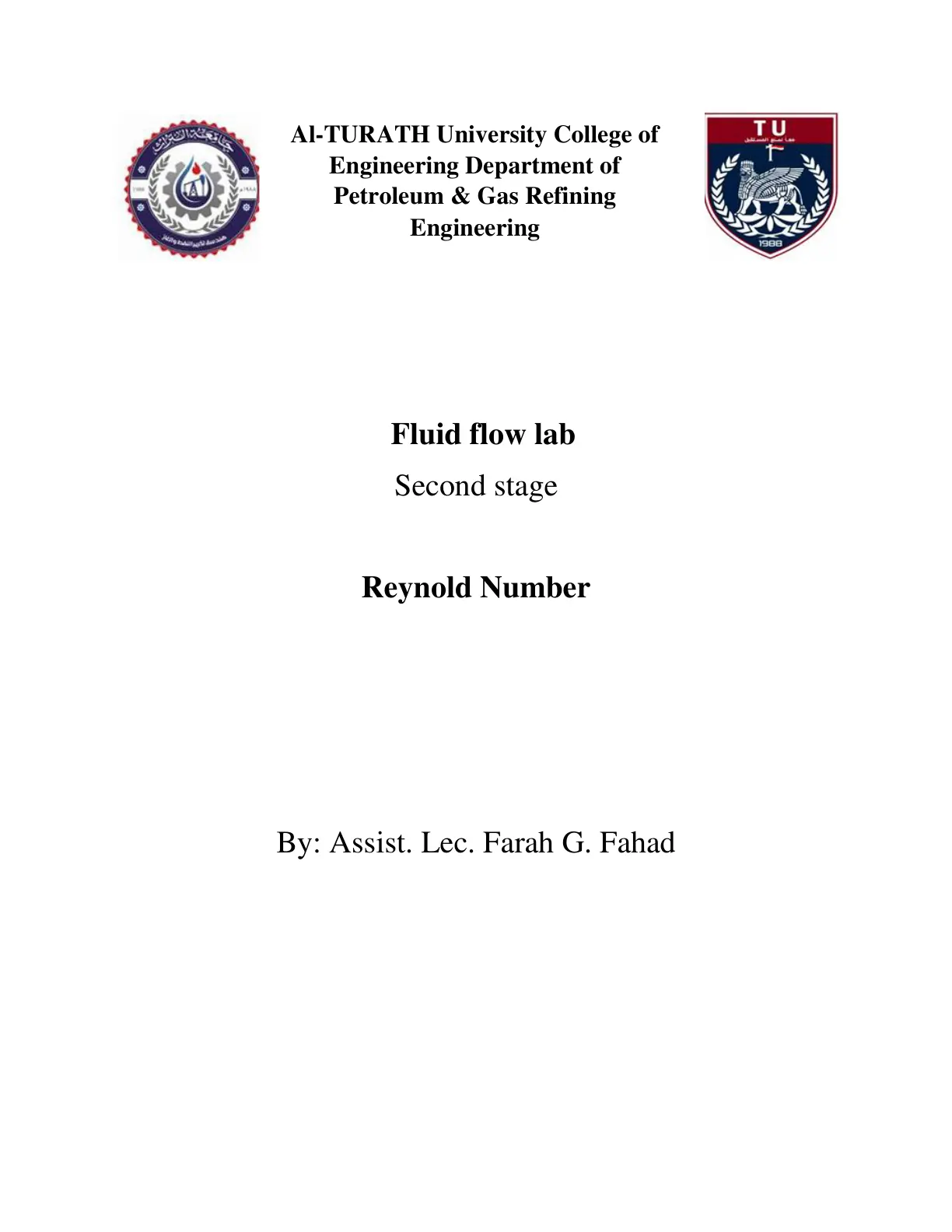 غلاف تقرير Reynold Number