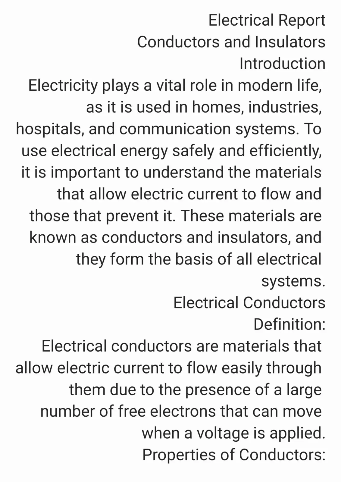 غلاف تقرير Conductors and Insulators