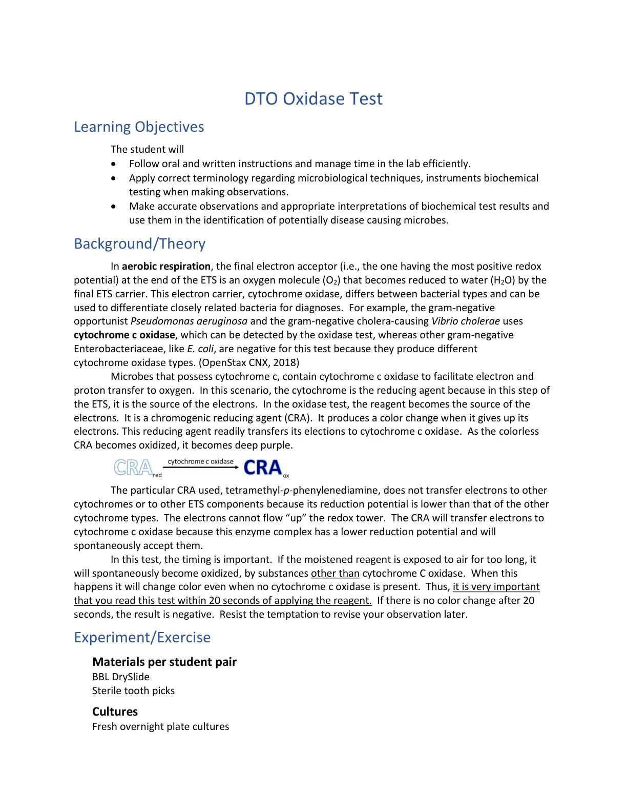 غلاف تقرير Oxidase Test