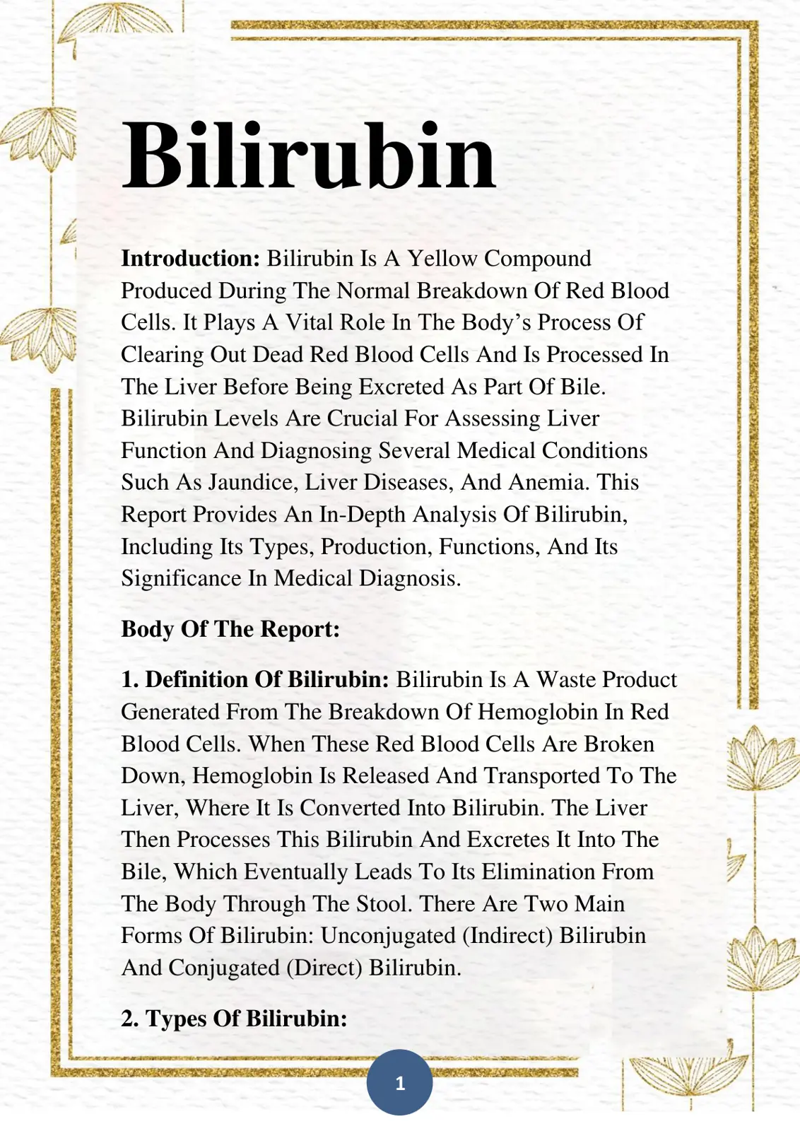 غلاف تقرير Bilirubin