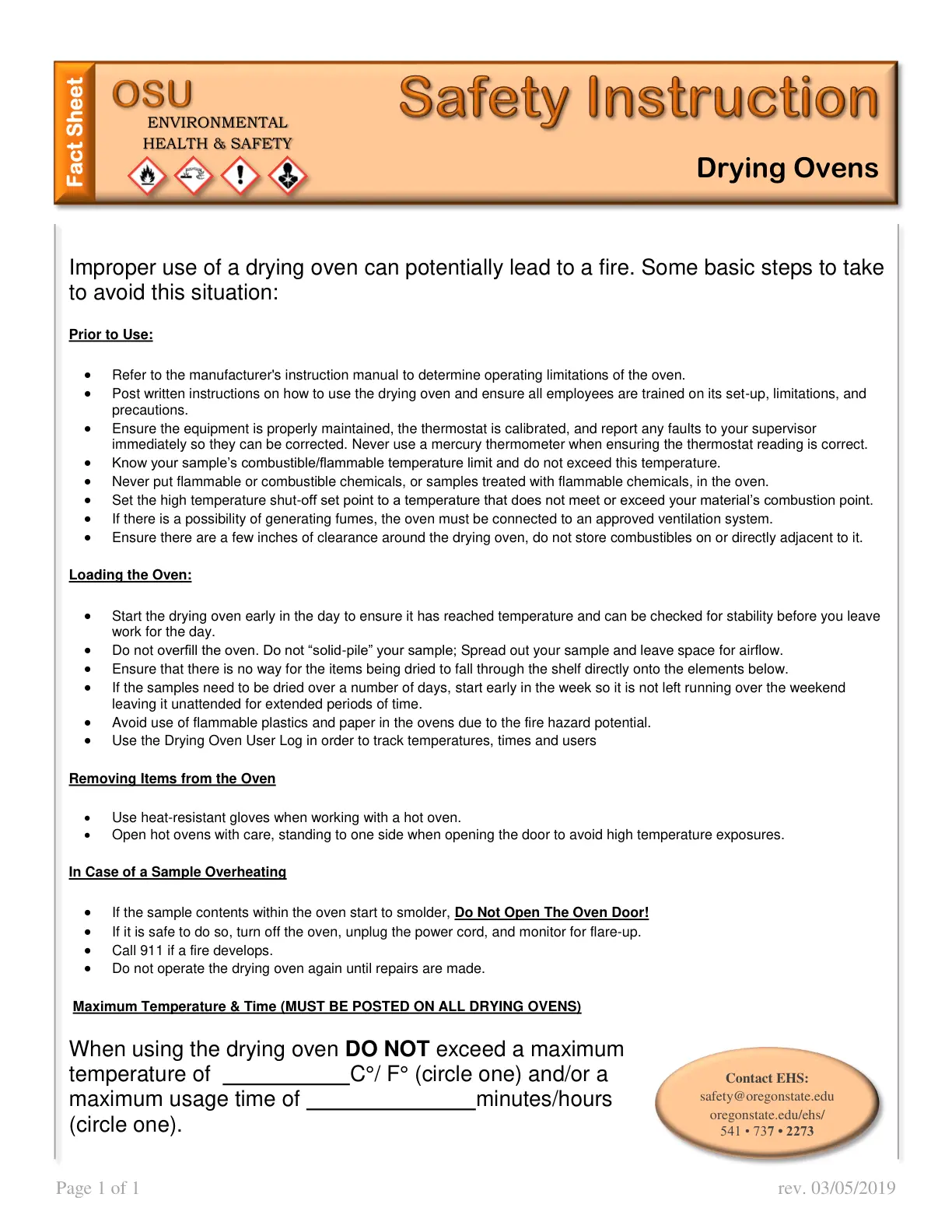 غلاف تقرير Safety Instruction Drying Ovens