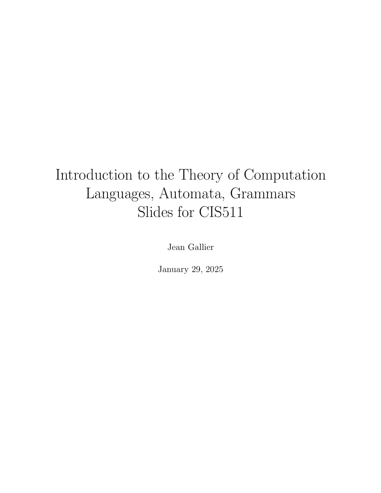 غلاف تقرير Introduction to the Theory of Computation
