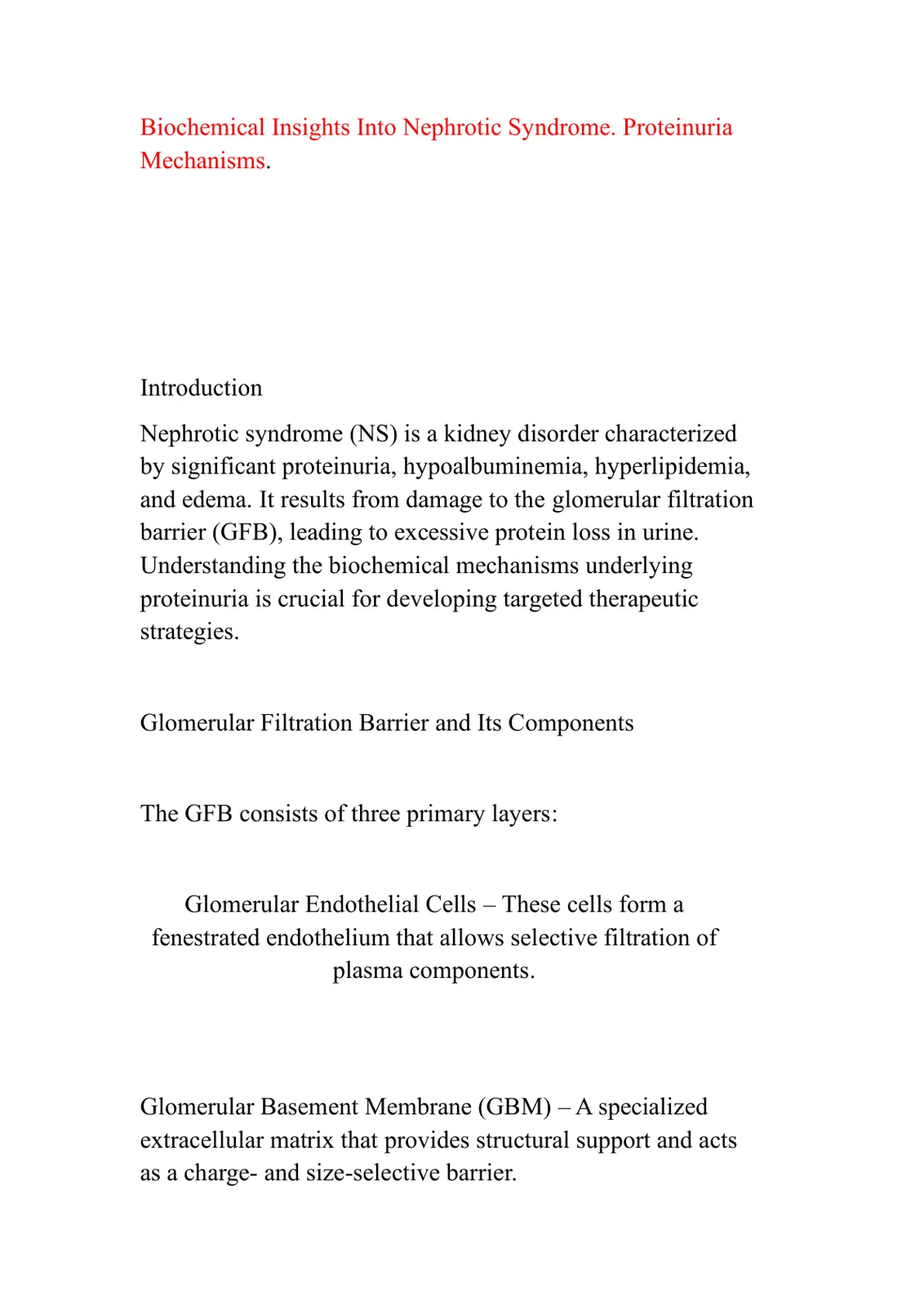 غلاف تقرير Biochemical Insights Into Nephrotic Syndrome. Proteinuria Mechanisms.