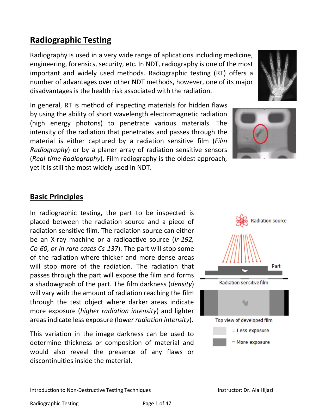 غلاف تقرير Radiographic Testing