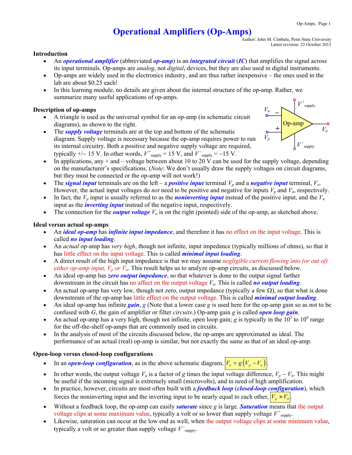 غلاف تقرير Operational Amplifiers (Op-Amps)