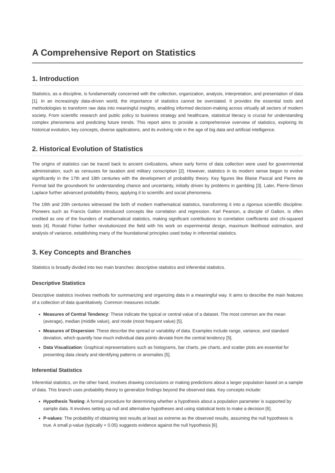 غلاف تقرير A Comprehensive Report on Statistics