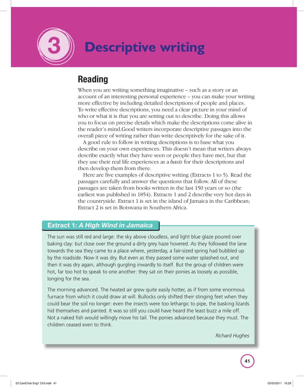 غلاف تقرير Descriptive writing