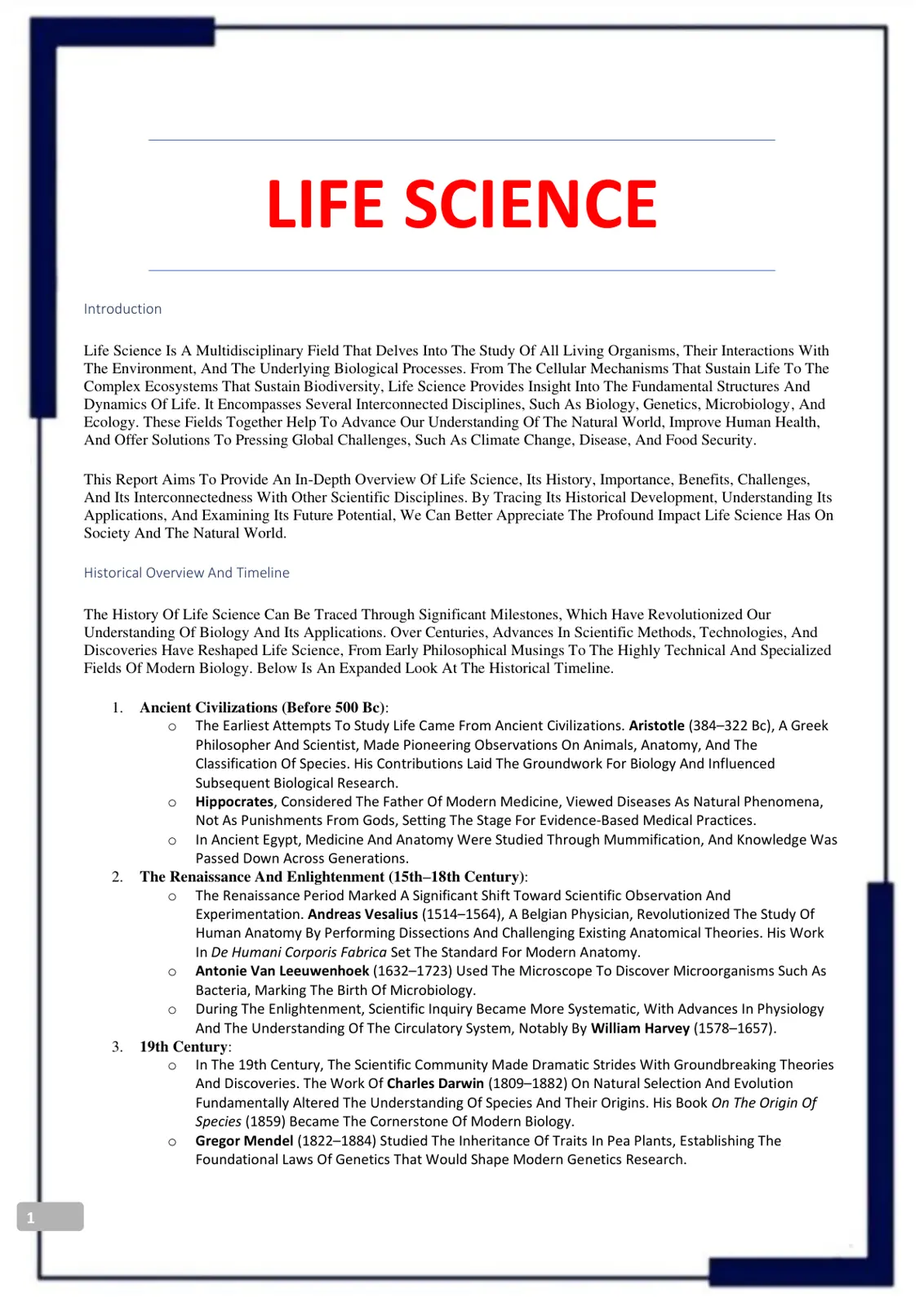 غلاف تقرير LIFE SCIENCE
