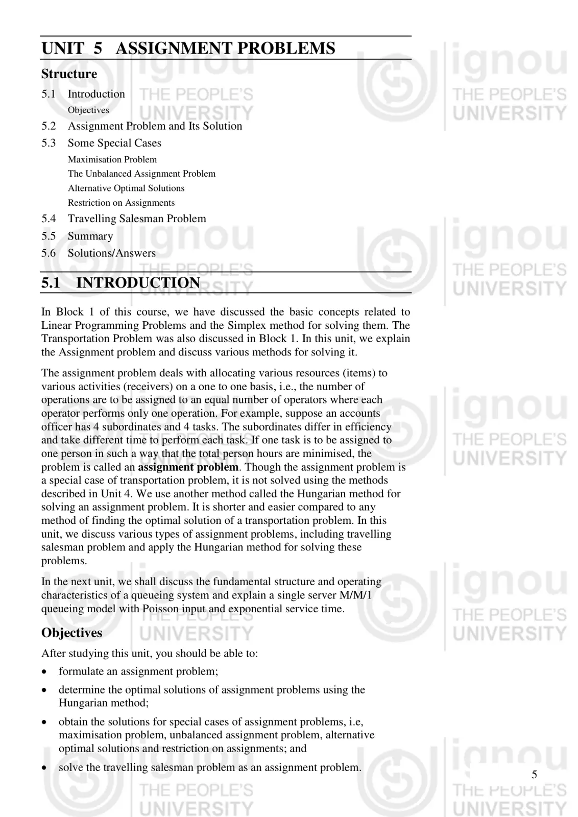 غلاف تقرير UNIT 5 ASSIGNMENT PROBLEMS