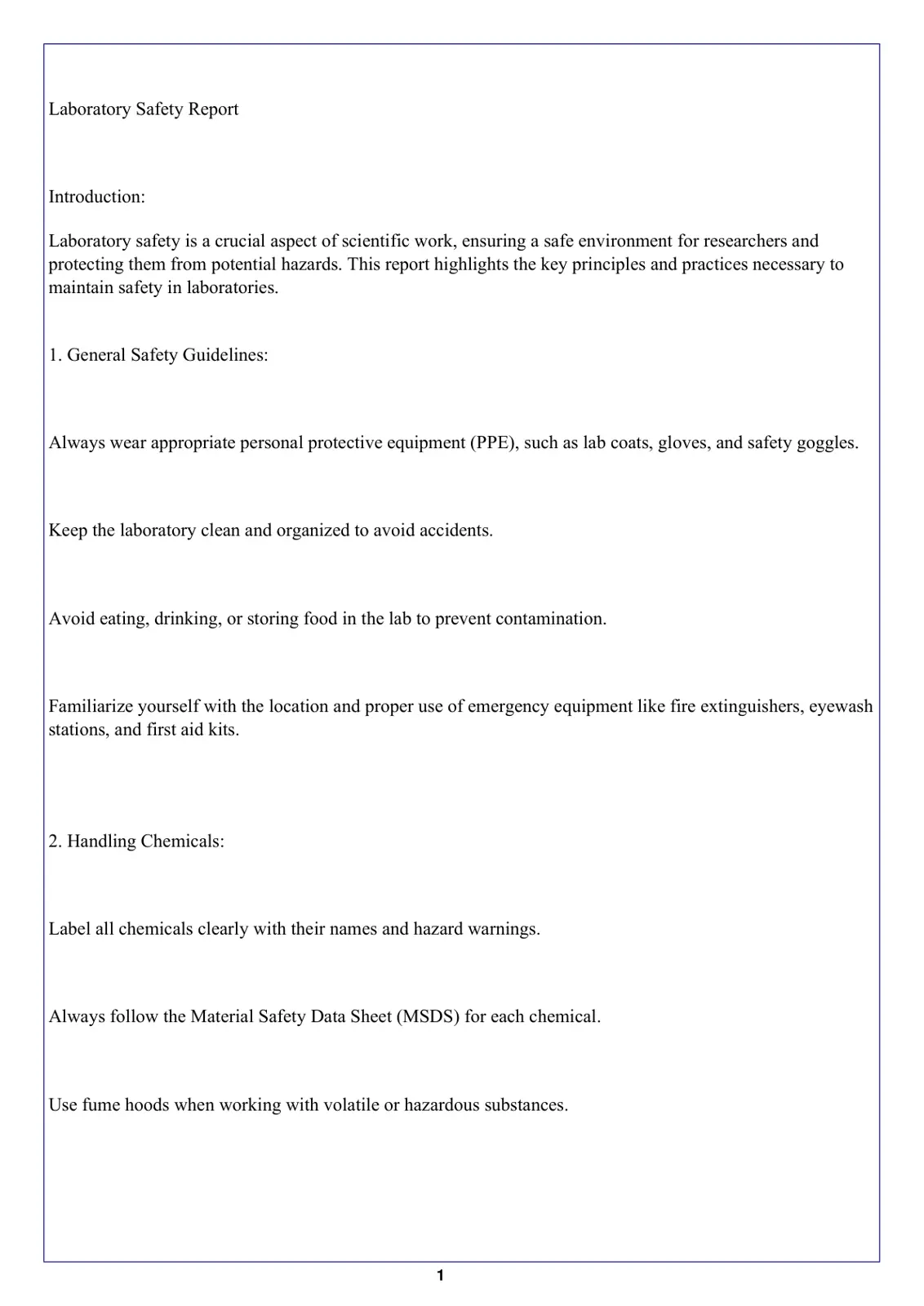 غلاف تقرير Laboratory Safety Report
