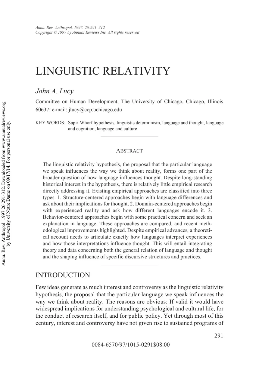 غلاف تقرير LINGUISTIC RELATIVITY