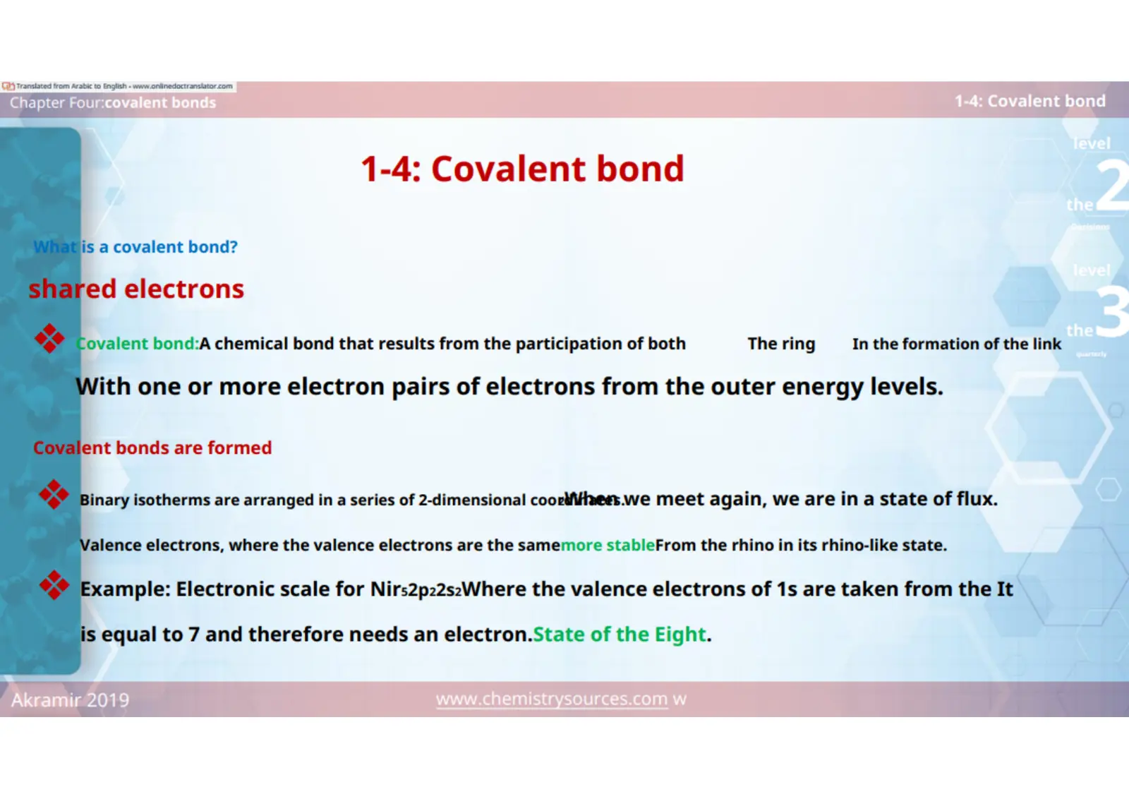 غلاف تقرير Chapter Four: Covalent bonds