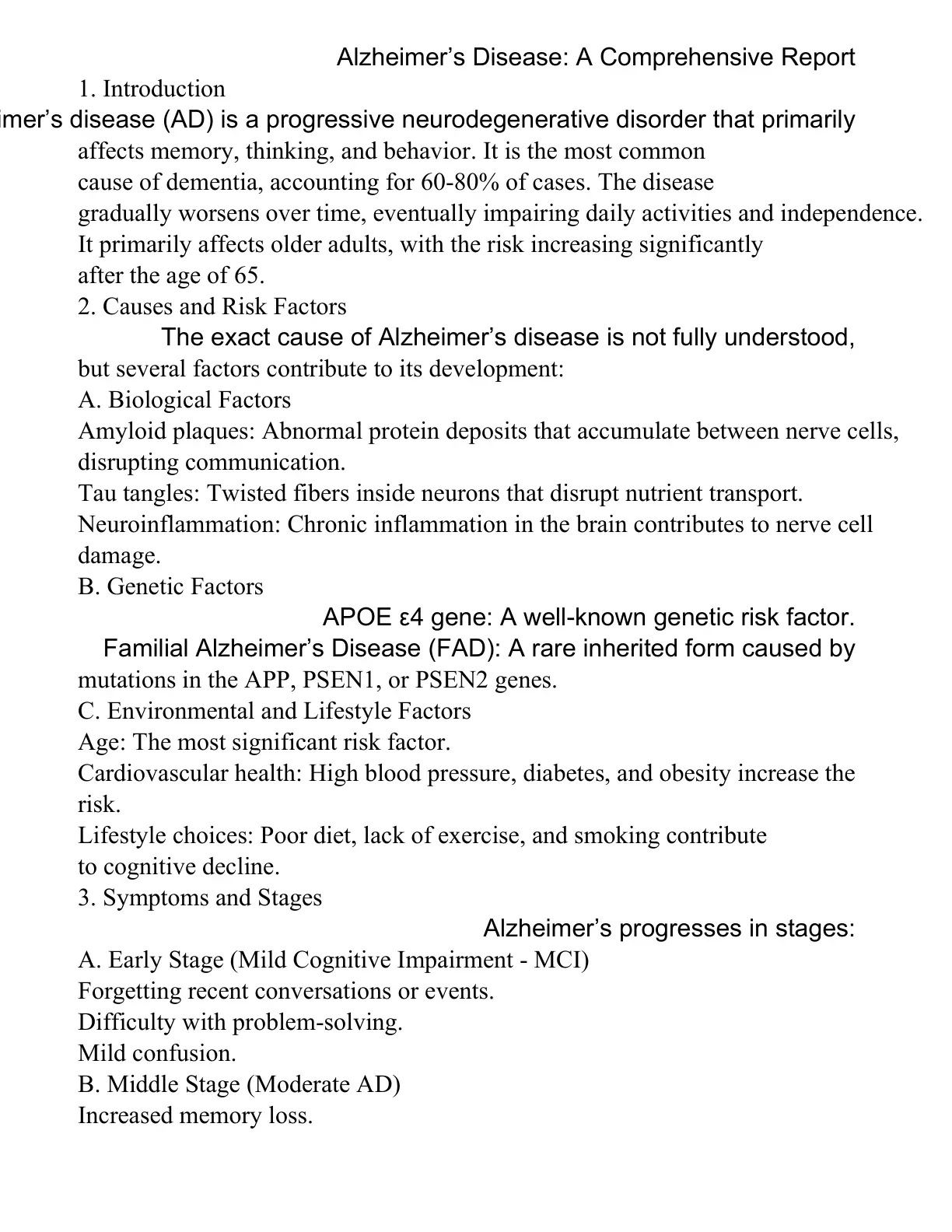 غلاف تقرير Alzheimer's Disease: A Comprehensive Report