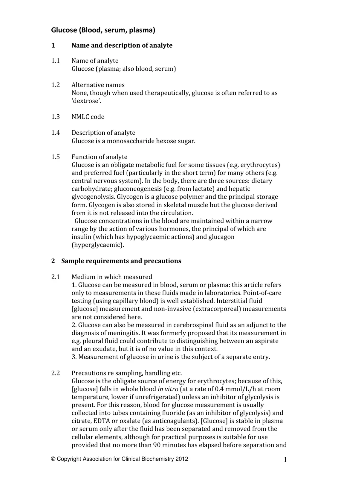 غلاف تقرير Glucose (Blood, serum, plasma)