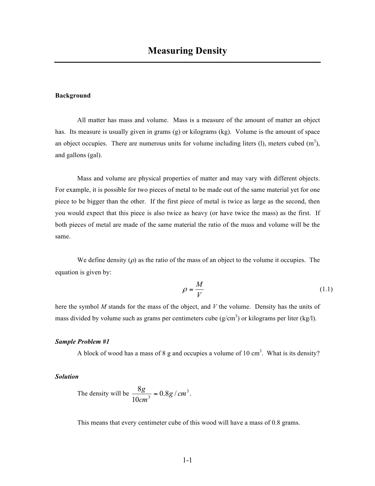 غلاف تقرير Measuring Density