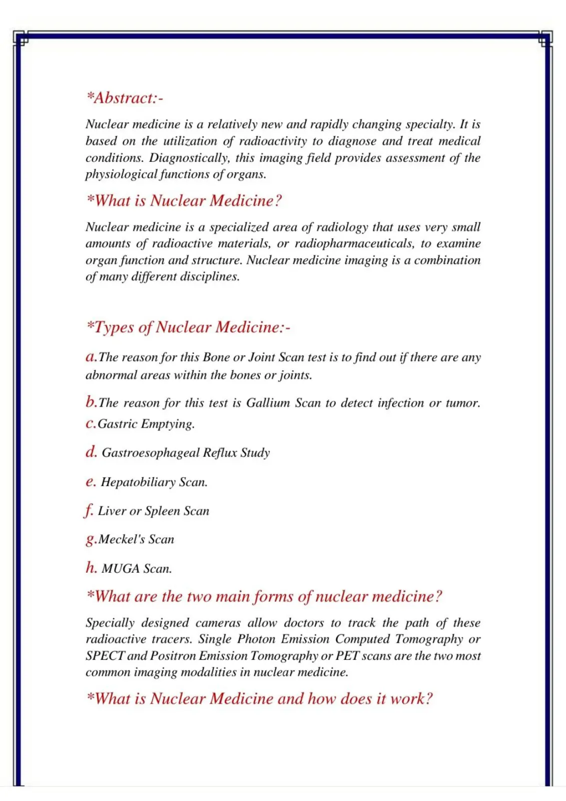 غلاف تقرير Nuclear Medicine - Diagnostic Imaging Specialty