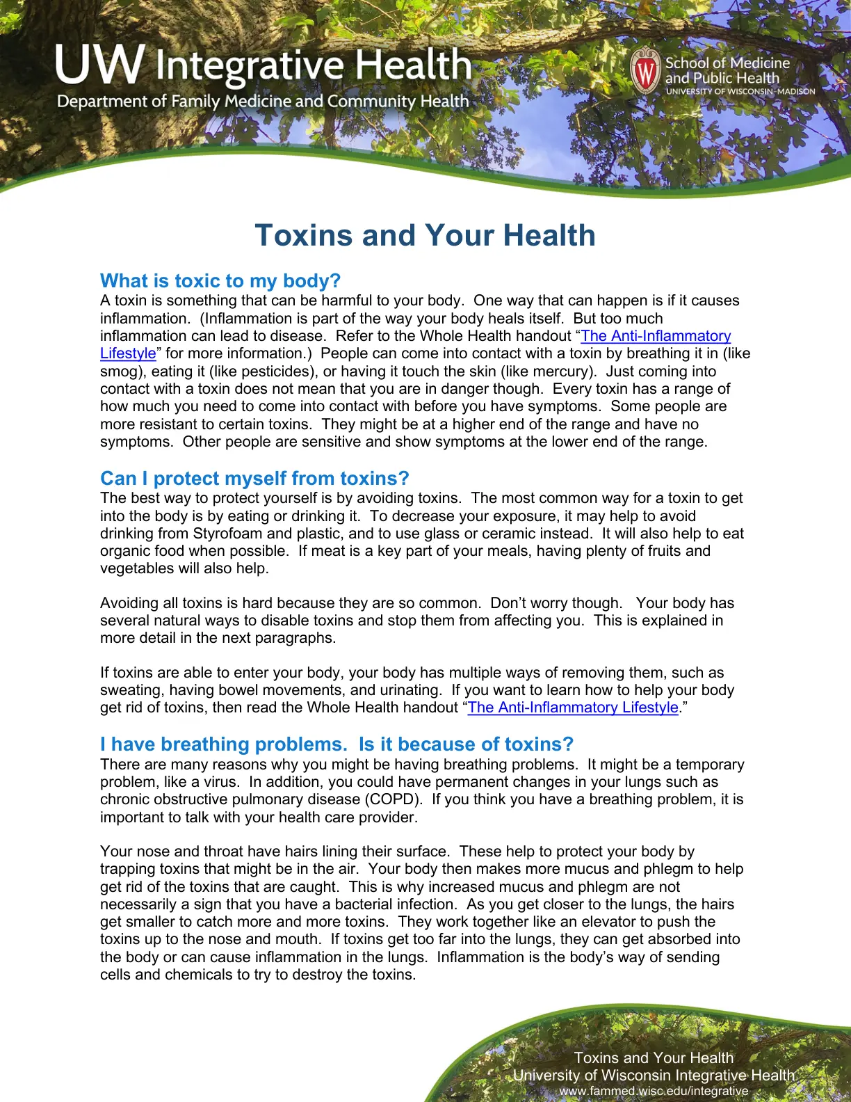 غلاف تقرير Toxins and Your Health
