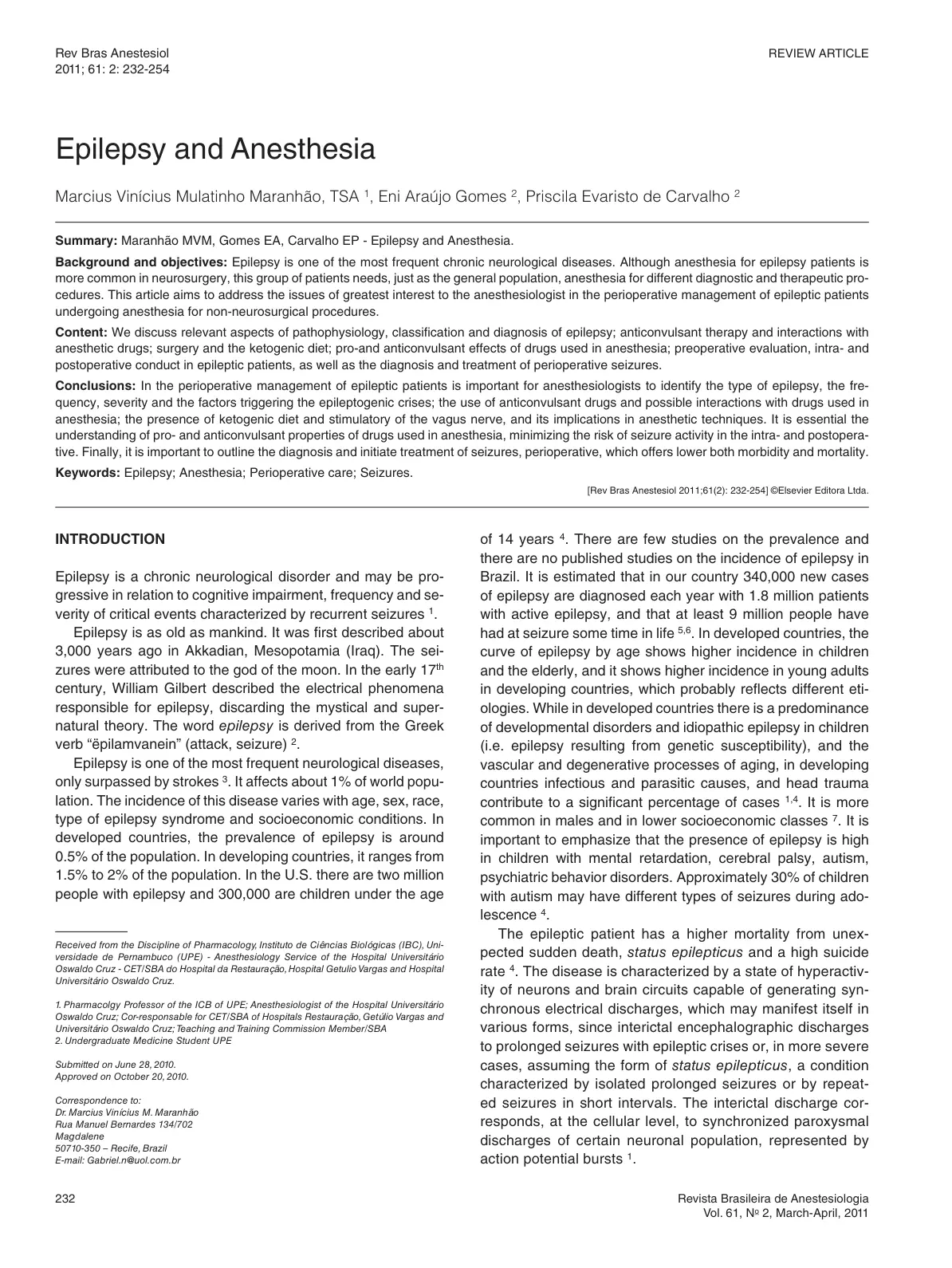غلاف تقرير Epilepsy and Anesthesia