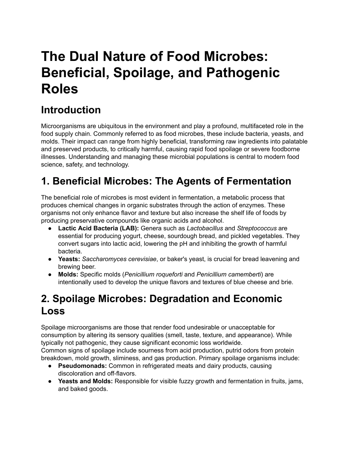 غلاف تقرير The Dual Nature of Food Microbes: Beneficial, Spoilage, and Pathogenic Roles