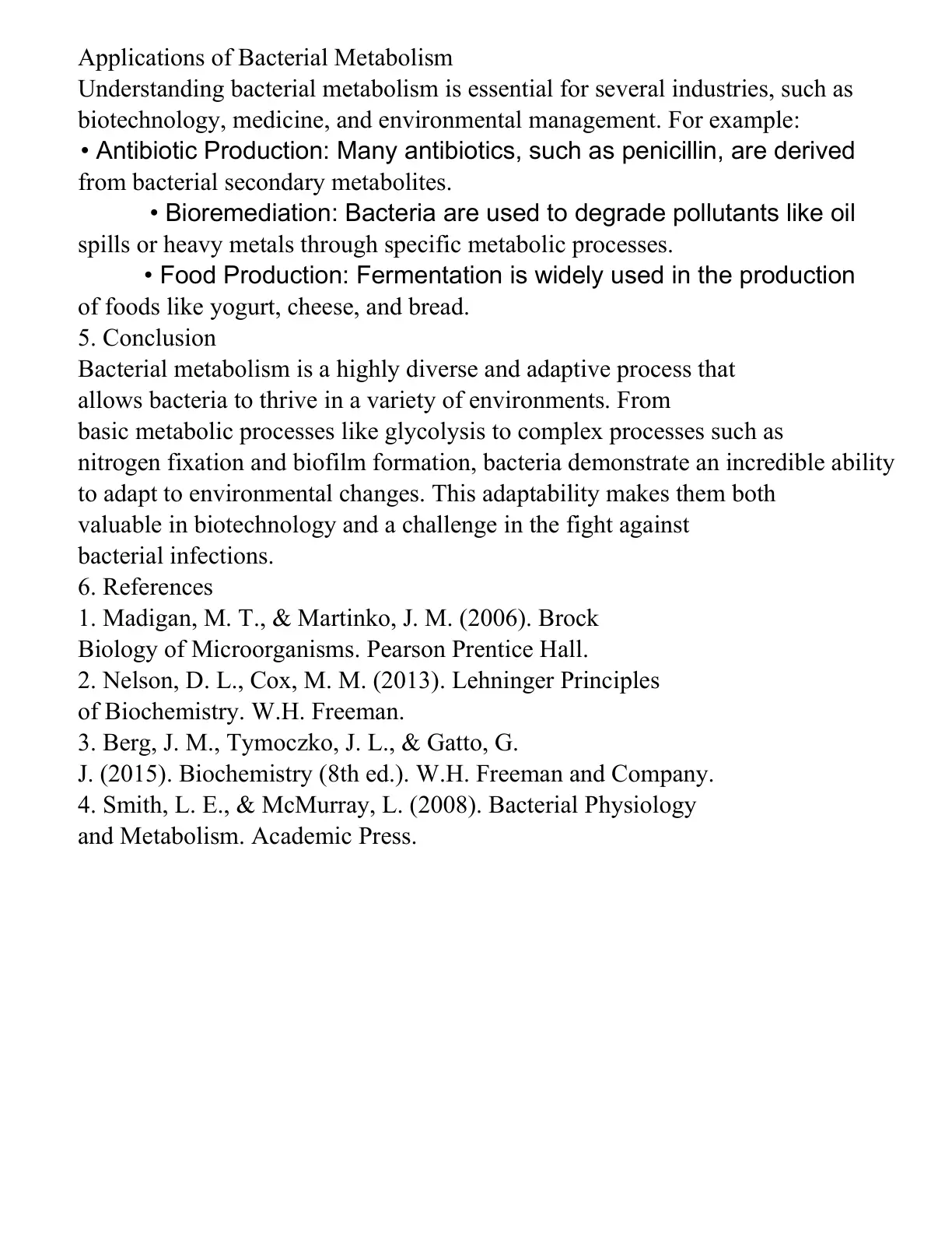 غلاف تقرير Applications of Bacterial Metabolism