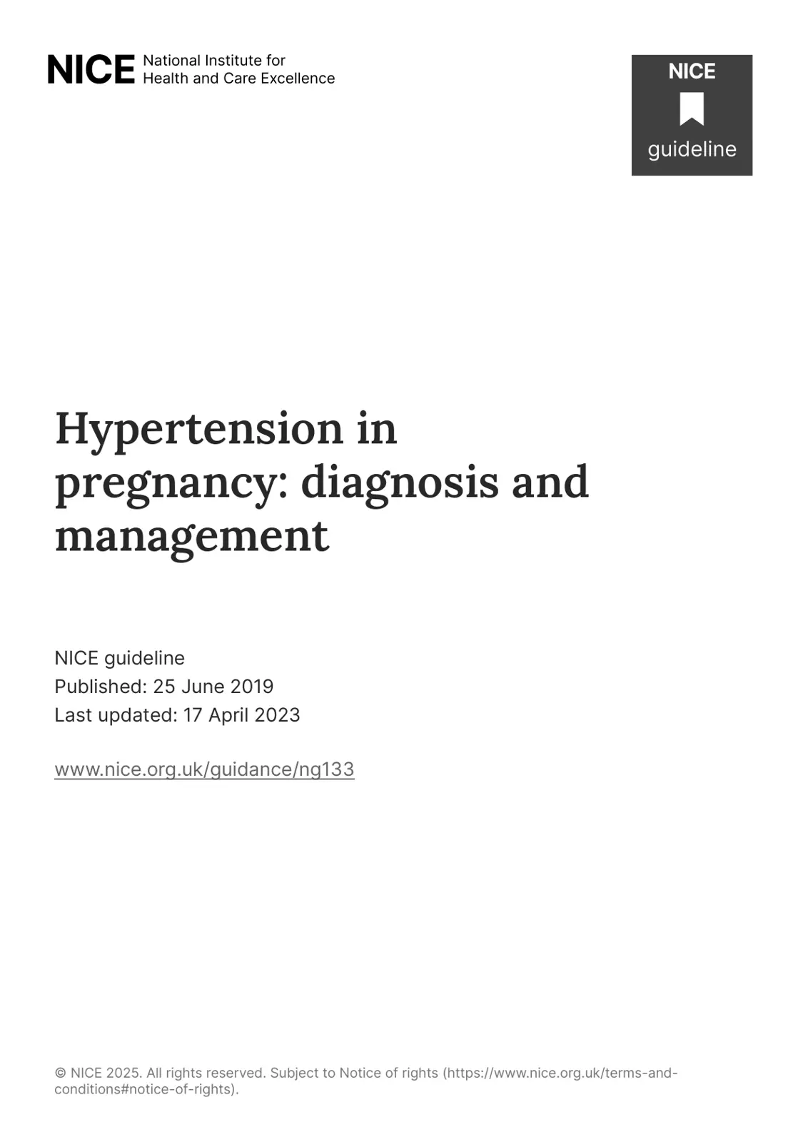 غلاف تقرير Hypertension in pregnancy: diagnosis and management