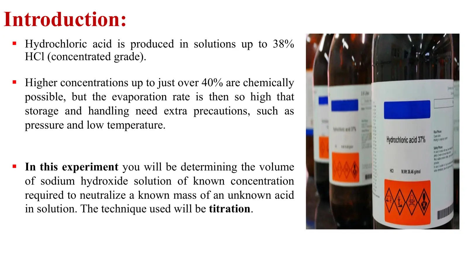 غلاف تقرير Hydrochloric Acid Titration Experiment