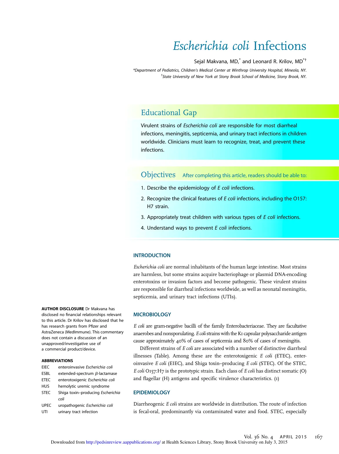 غلاف تقرير Escherichia coli Infections