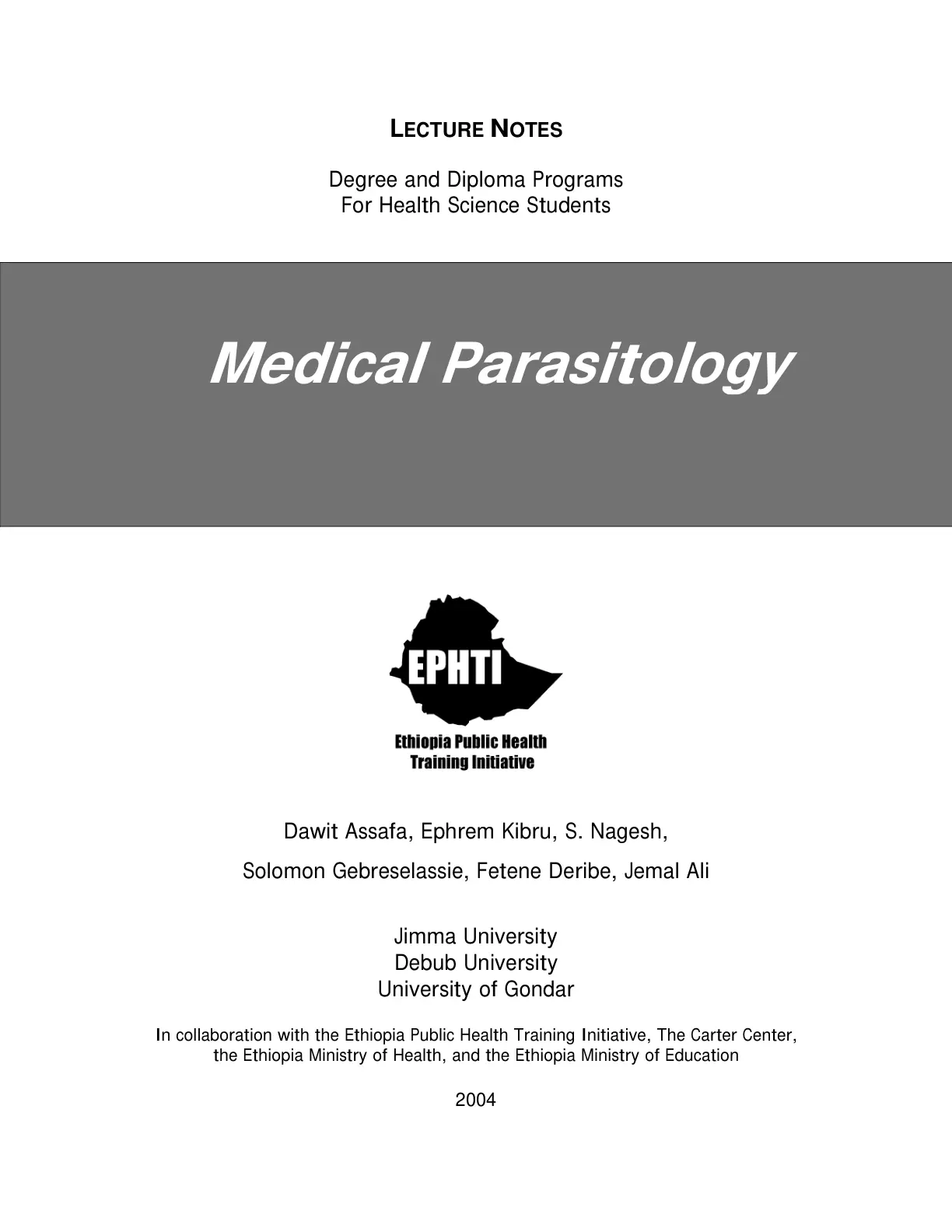 غلاف تقرير LECTURE NOTES: Medical Parasitology