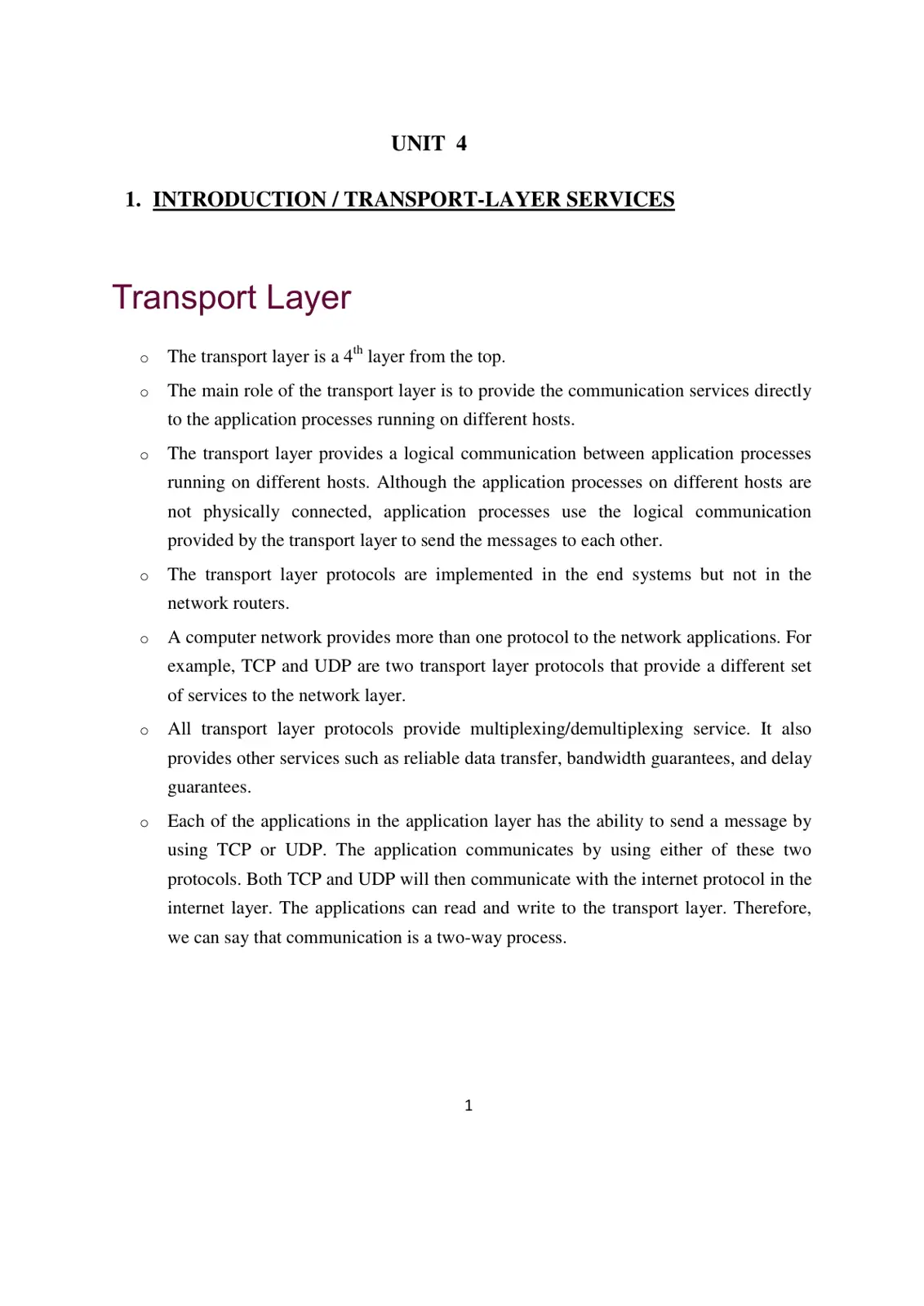 غلاف تقرير Transport-Layer Services