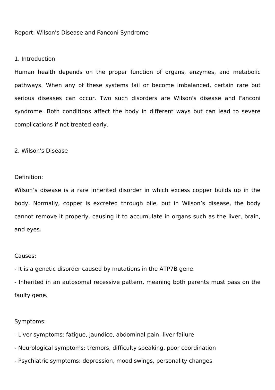 غلاف تقرير Report: Wilson's Disease and Fanconi Syndrome